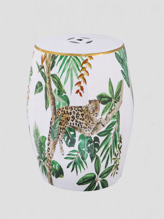 Ceramic Cheetah Stool / End Table
