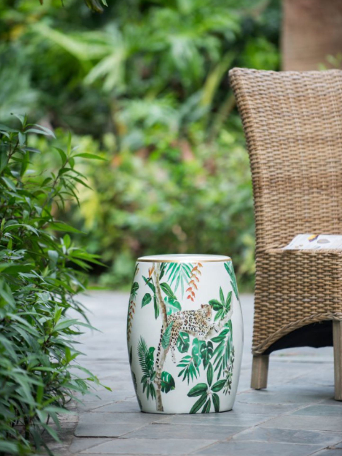 Ceramic Cheetah Stool / End Table