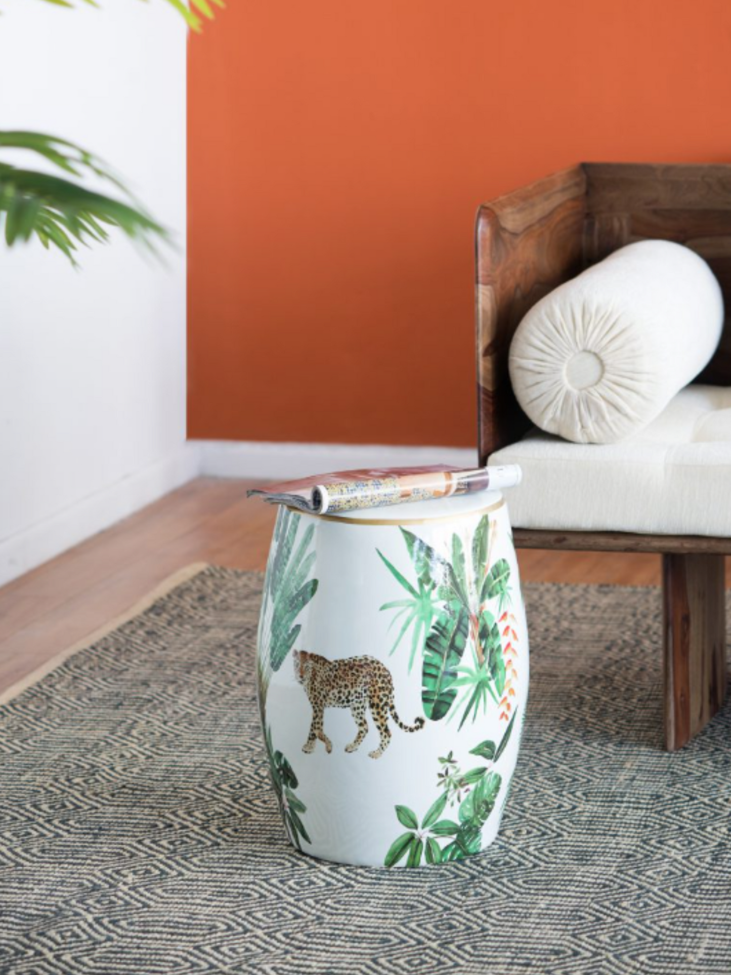 Ceramic Cheetah Stool / End Table