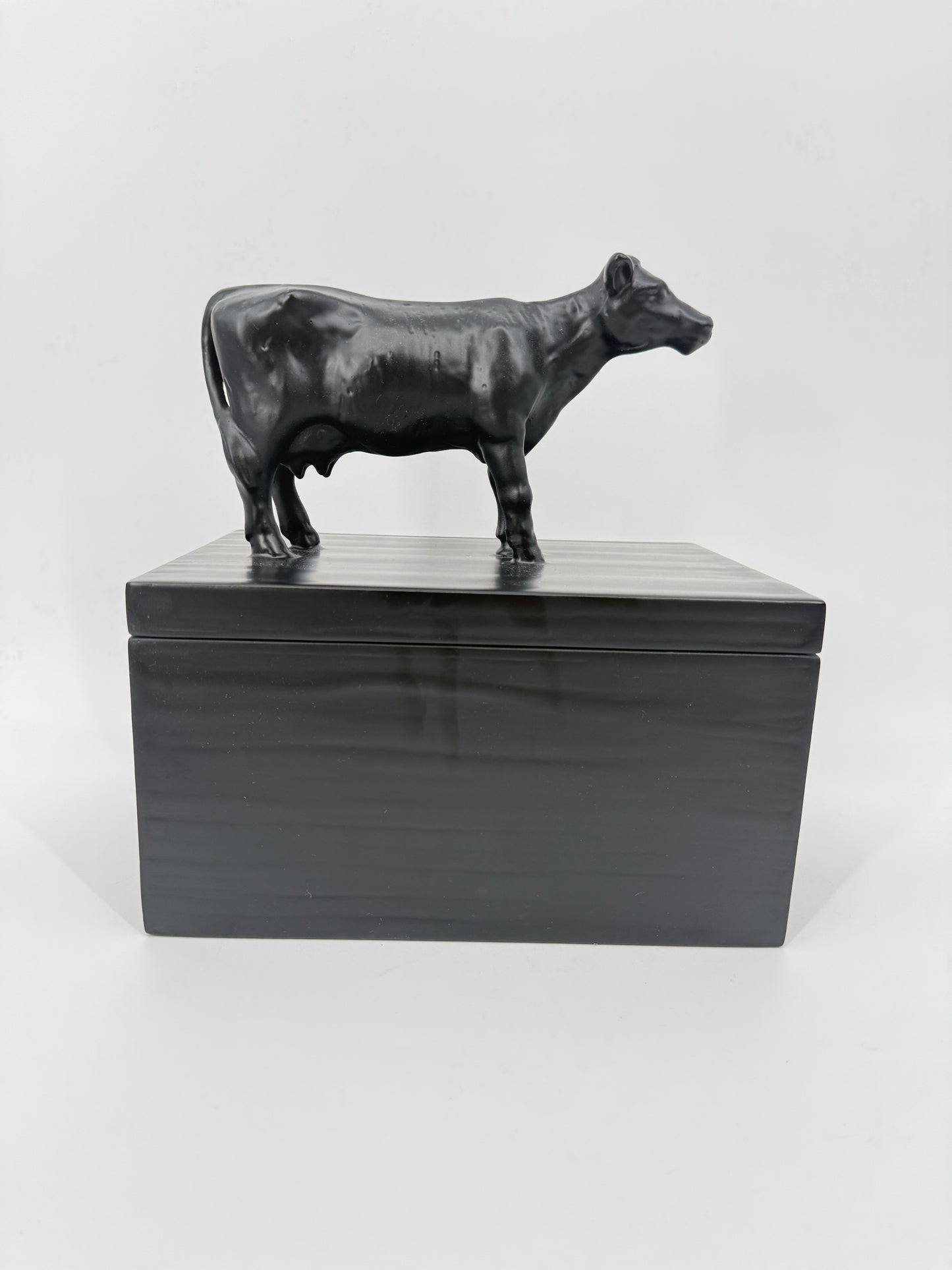 Oly Studio Black Cast Resin Cow Lidded Fable Box Animalia