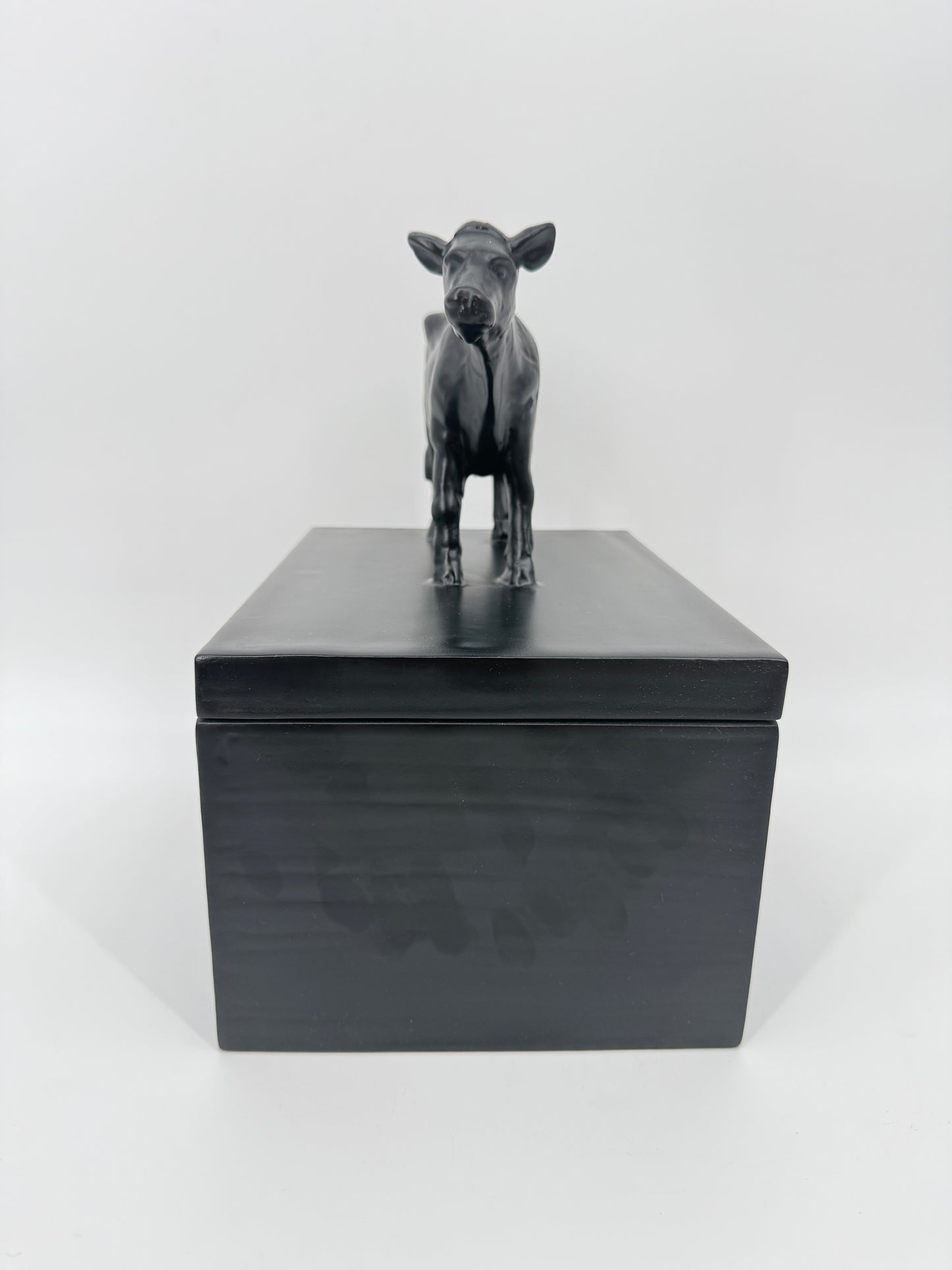 Oly Studio Black Cast Resin Cow Lidded Fable Box Animalia