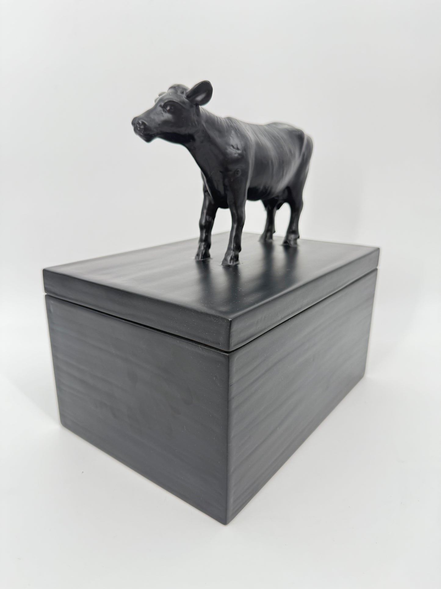 Oly Studio Black Cast Resin Cow Lidded Fable Box Animalia