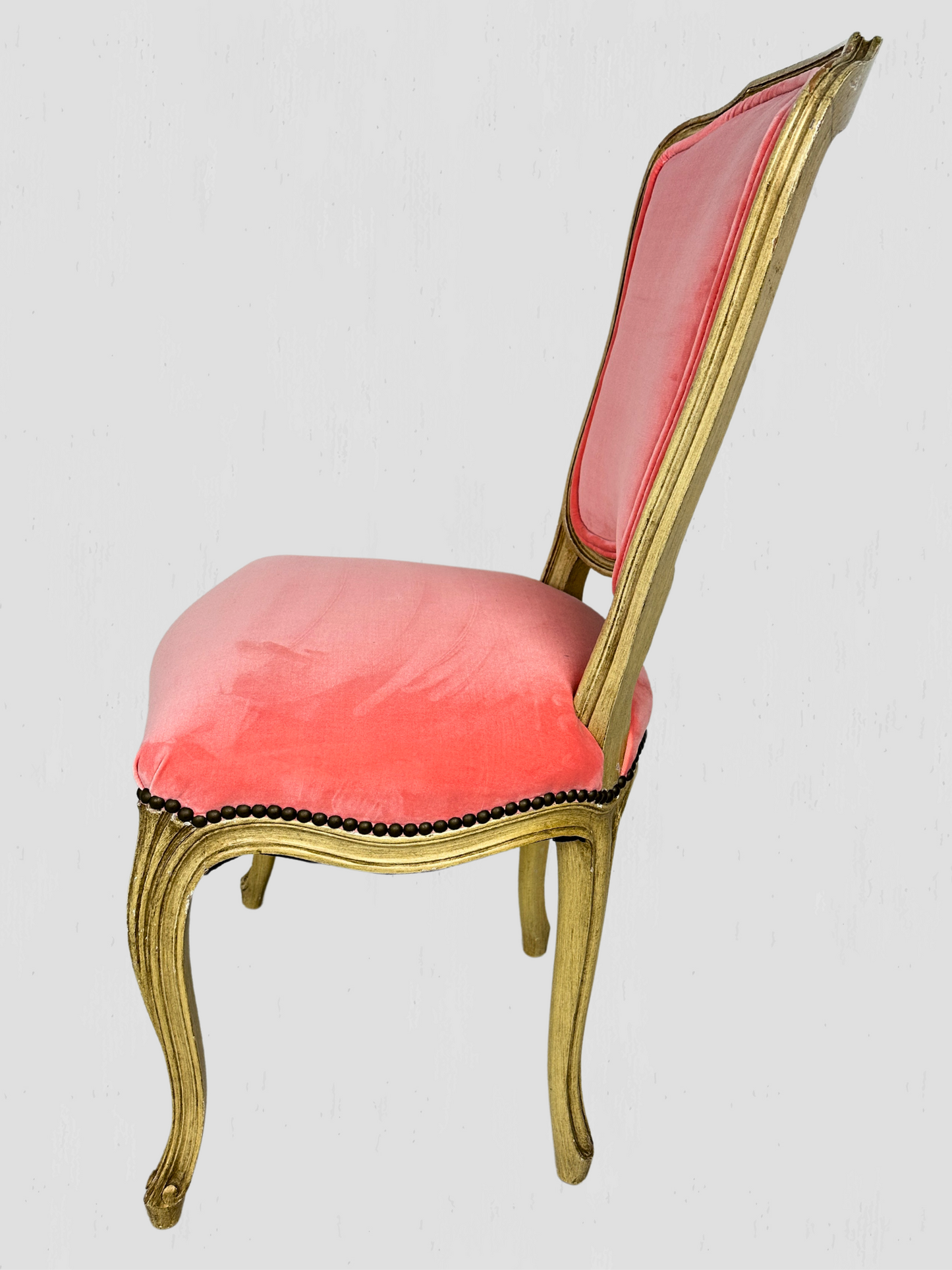 1960s Mid-Century French Chairs Bethlehem Furniture Set of 4 Coral Velvet