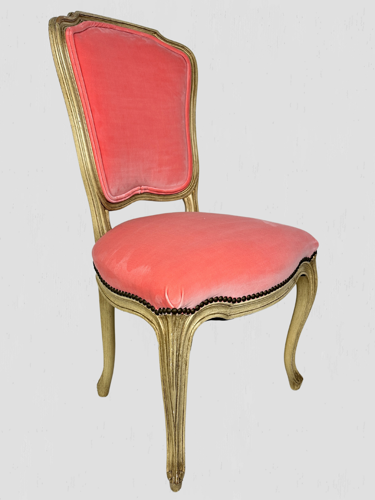 1960s Mid-Century French Chairs Bethlehem Furniture Set of 4 Coral Velvet