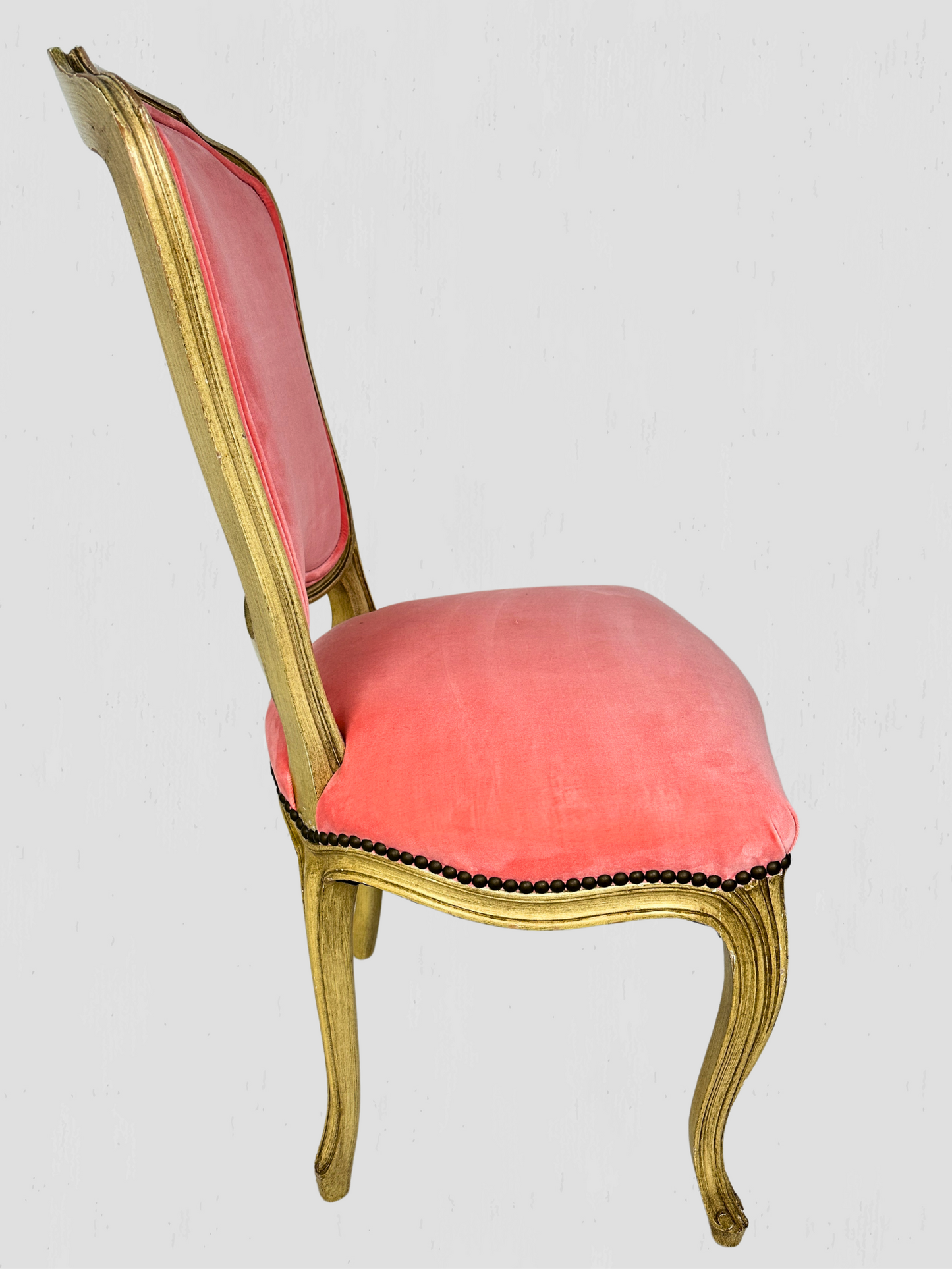 1960s Mid-Century French Chairs Bethlehem Furniture Set of 4 Coral Velvet