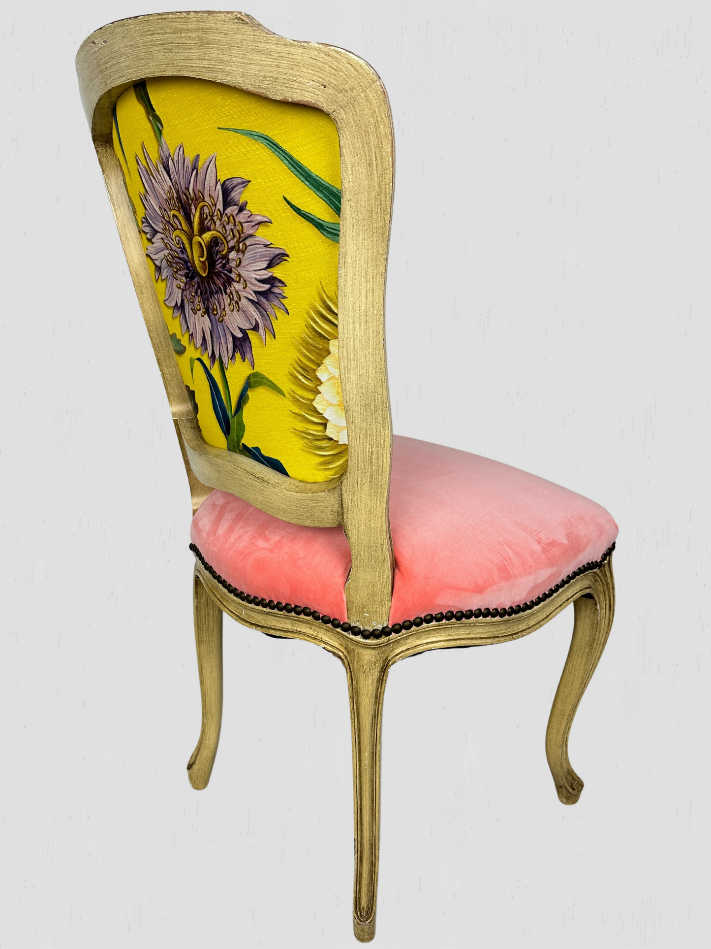 1960s Mid-Century French Chairs Bethlehem Furniture Set of 4 Coral Velvet
