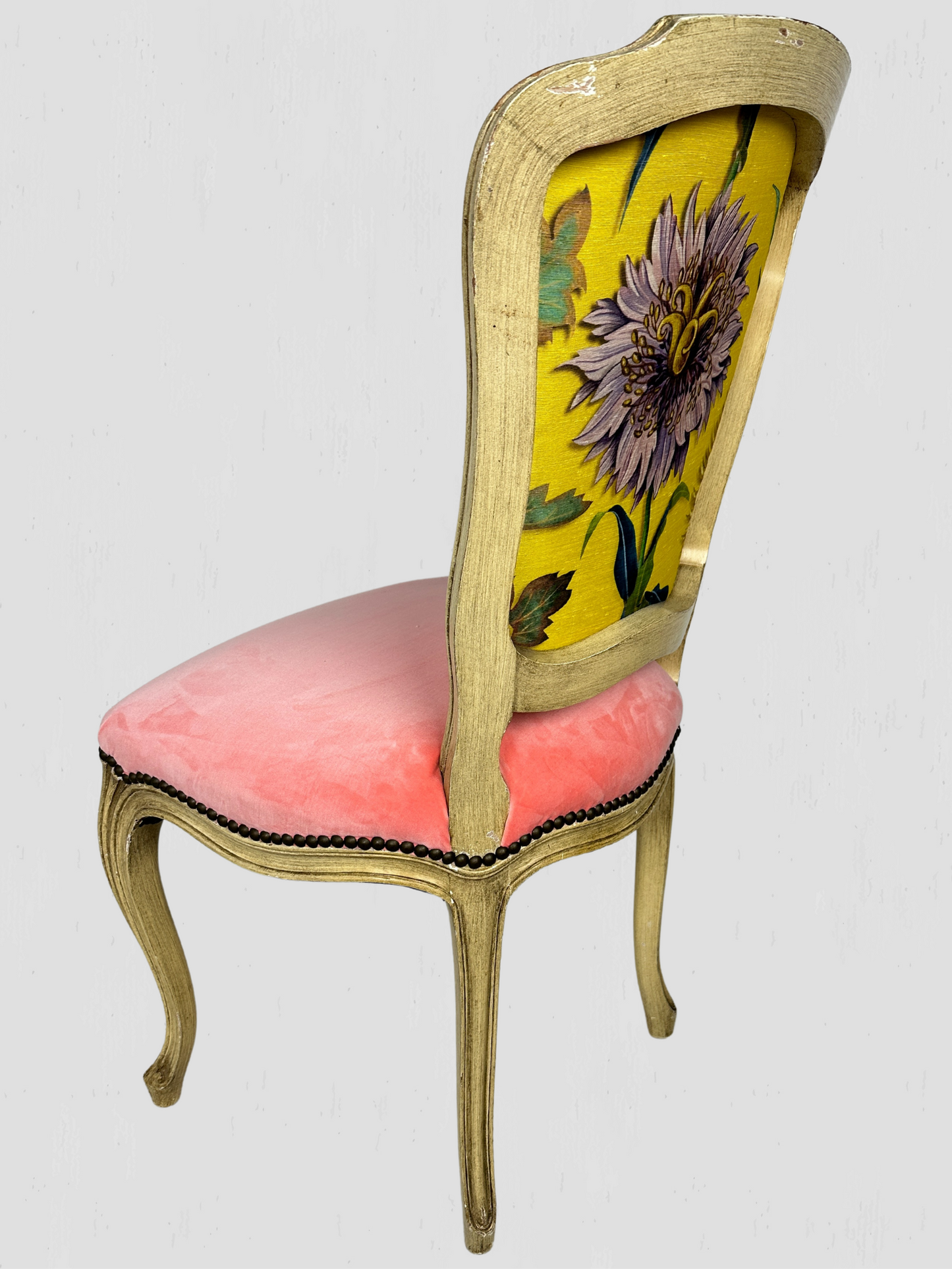 1960s Mid-Century French Chairs Bethlehem Furniture Set of 4 Coral Velvet