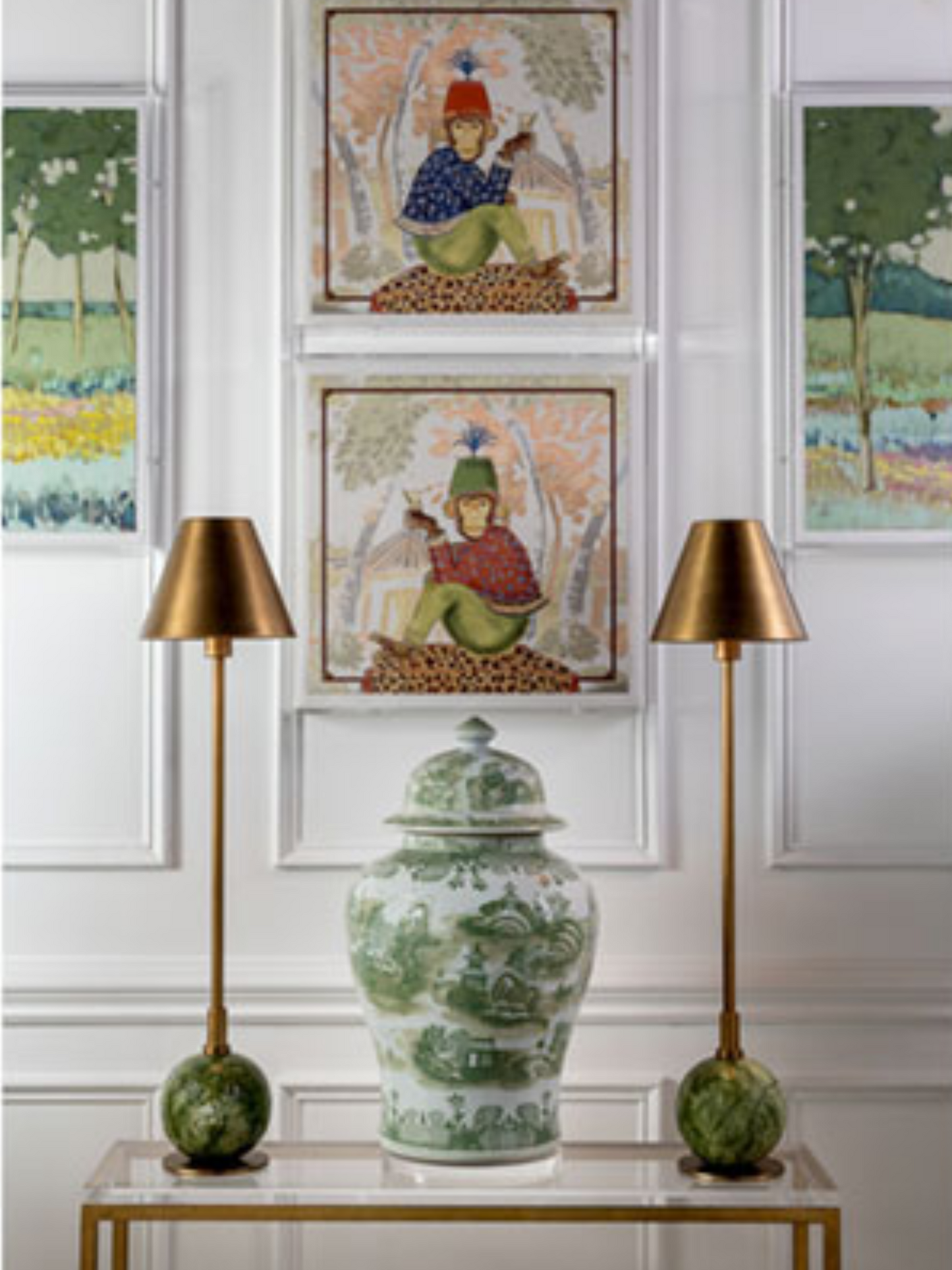 Aged Brass Buffet Lamp Pair