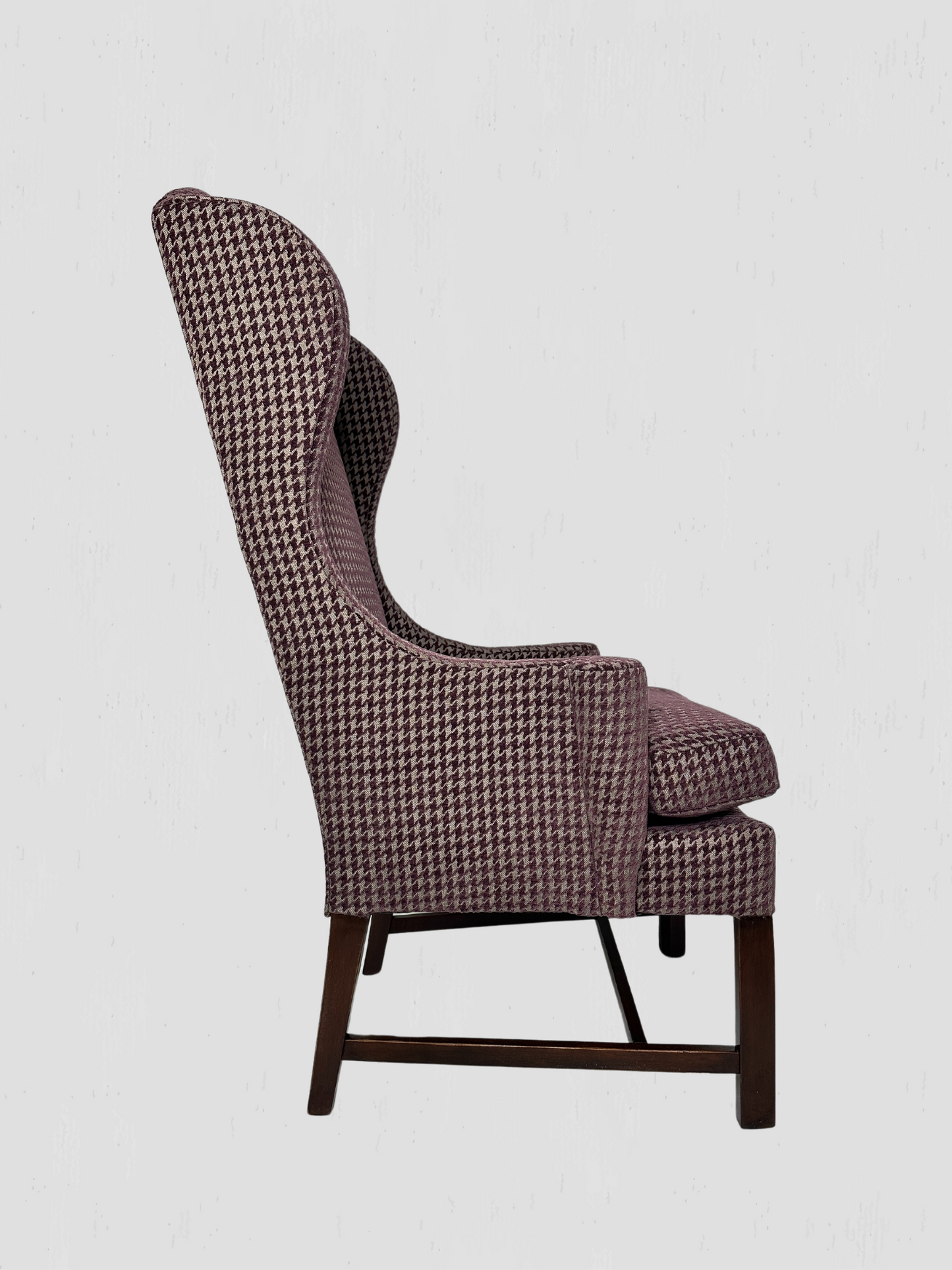Mid-Century Petite Wing Chair Pair Newly Upholstered Houndstooth Chenille