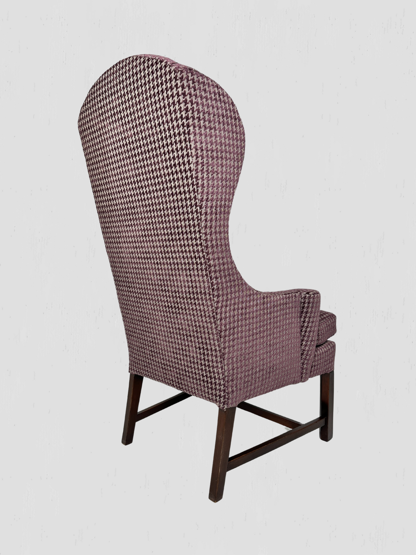 Mid-Century Petite Wing Chair Pair Newly Upholstered Houndstooth Chenille
