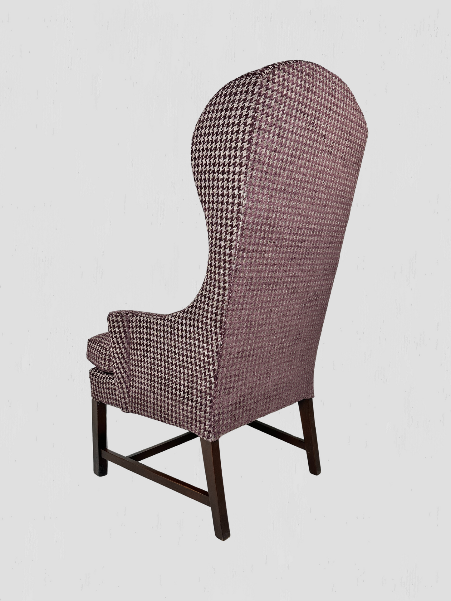 Mid-Century Petite Wing Chair Pair Newly Upholstered Houndstooth Chenille