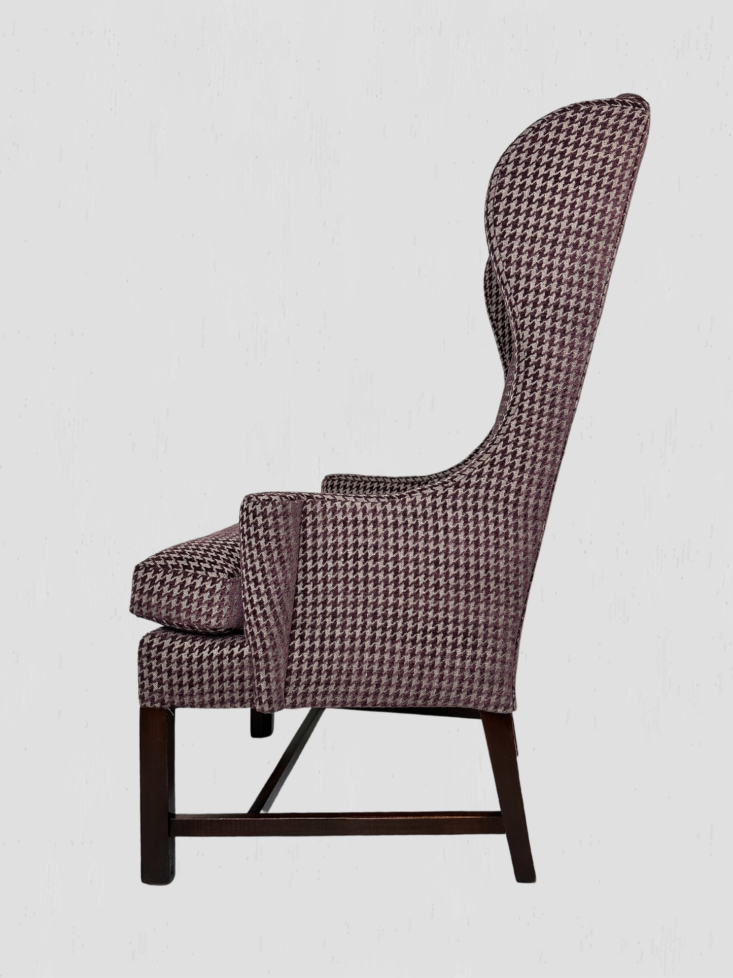 Mid-Century Petite Wing Chair Pair Newly Upholstered Houndstooth Chenille