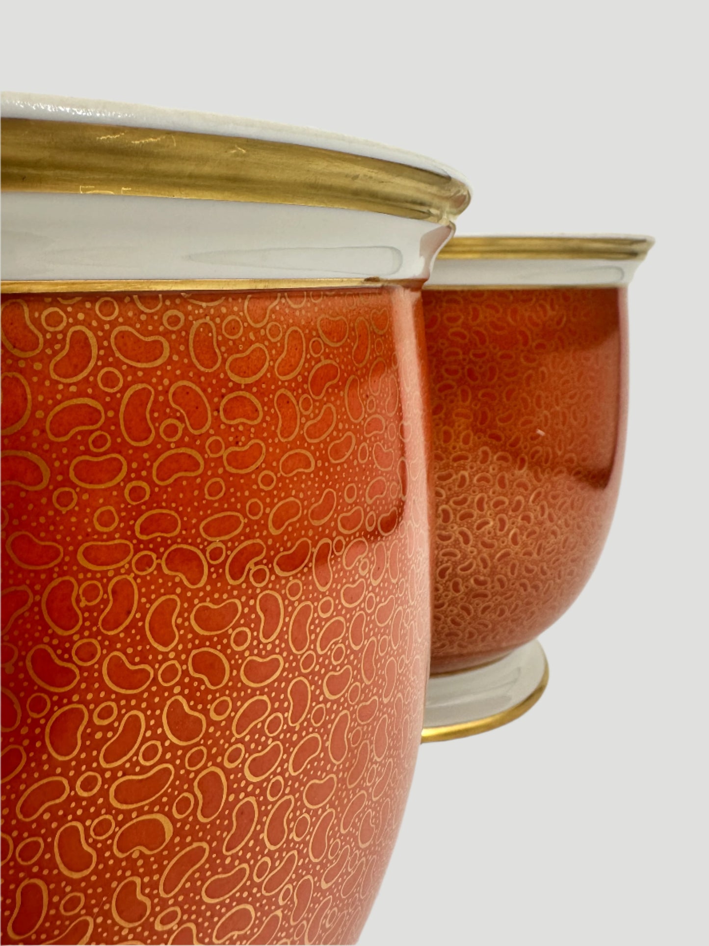 Vintage Giulia Mangani / Goodfriend & Co. Porcelain Orange & Gold Jardinieres- a Pair
