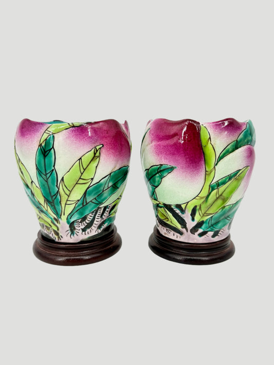 Chinese Famille Rose Porcelain Vase Mid 20th Century Pair