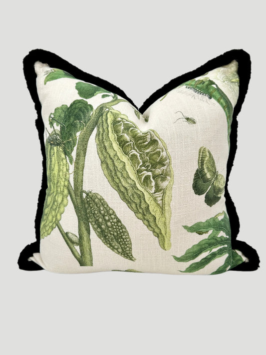 Gastón Y Daniela Linen and Green Velvet Pillow
