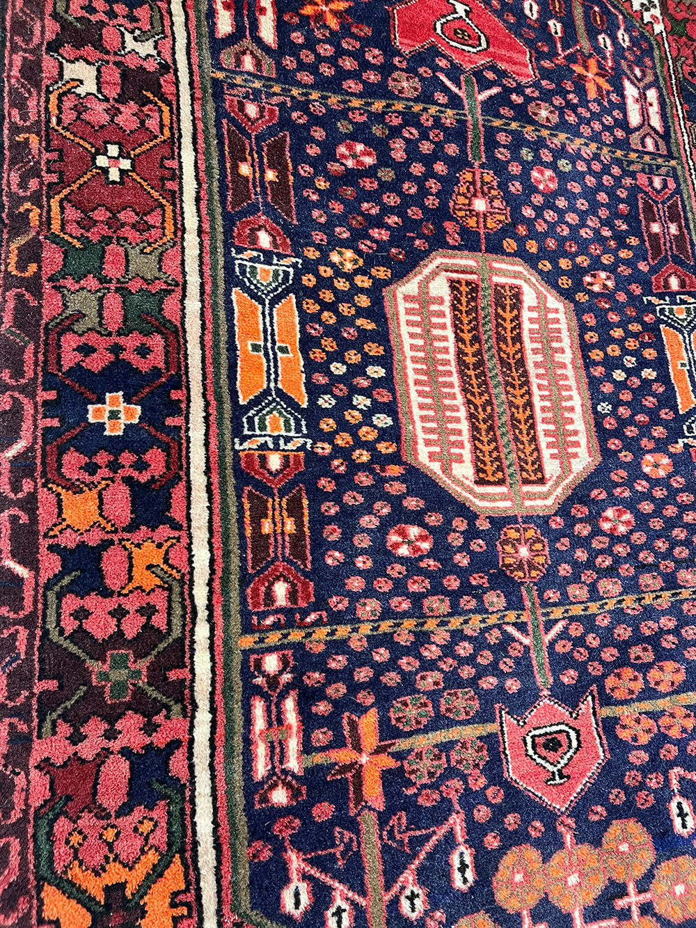 Antique Persian Carpet Navy and Orange