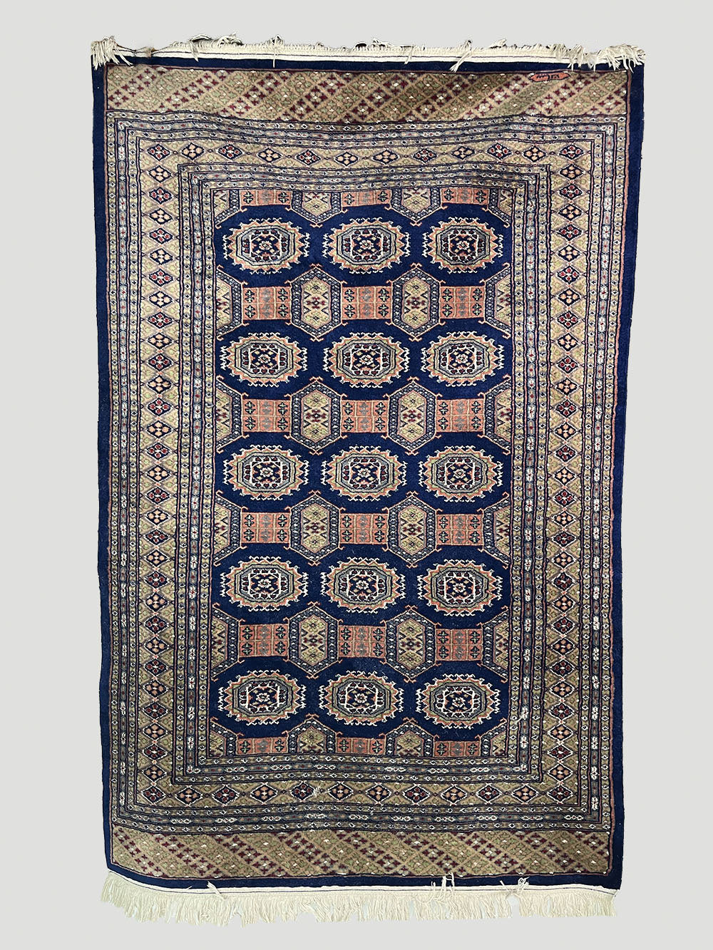Pakistani Jaldar Rug - Geometric Medallions