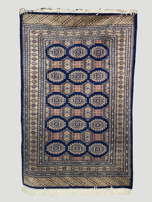 Pakistani Jaldar Rug - Geometric Medallions