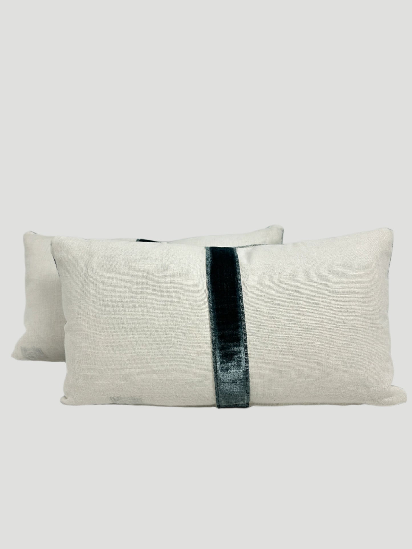 Embroidered Floral Linen Throw Pillows Pair