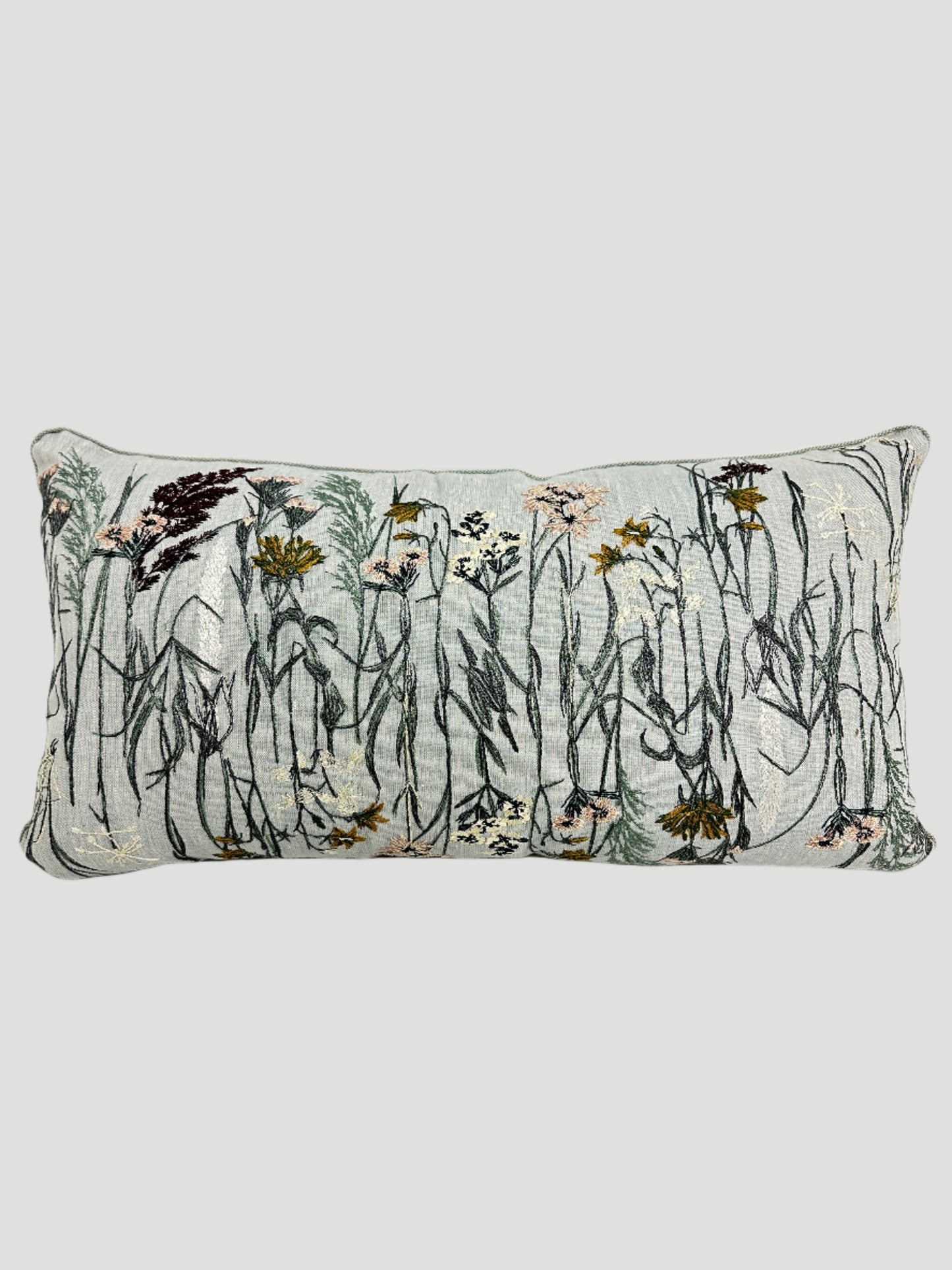 Embroidered Floral Linen Throw Pillows Pair