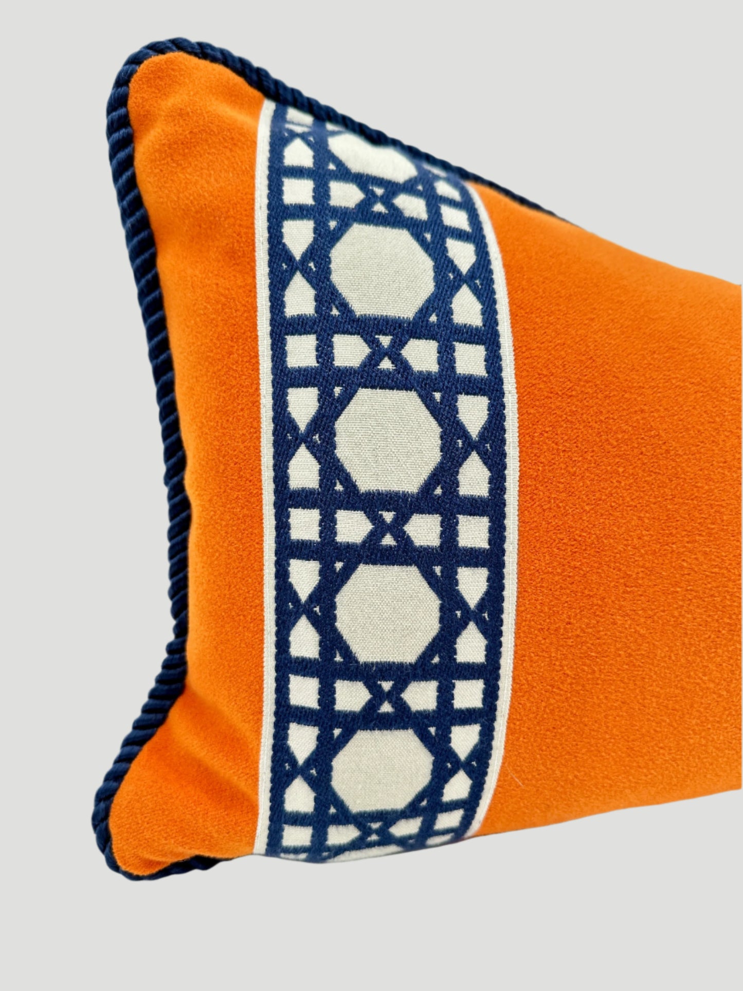 Orange Velvet Botanical Linen Print Pillow