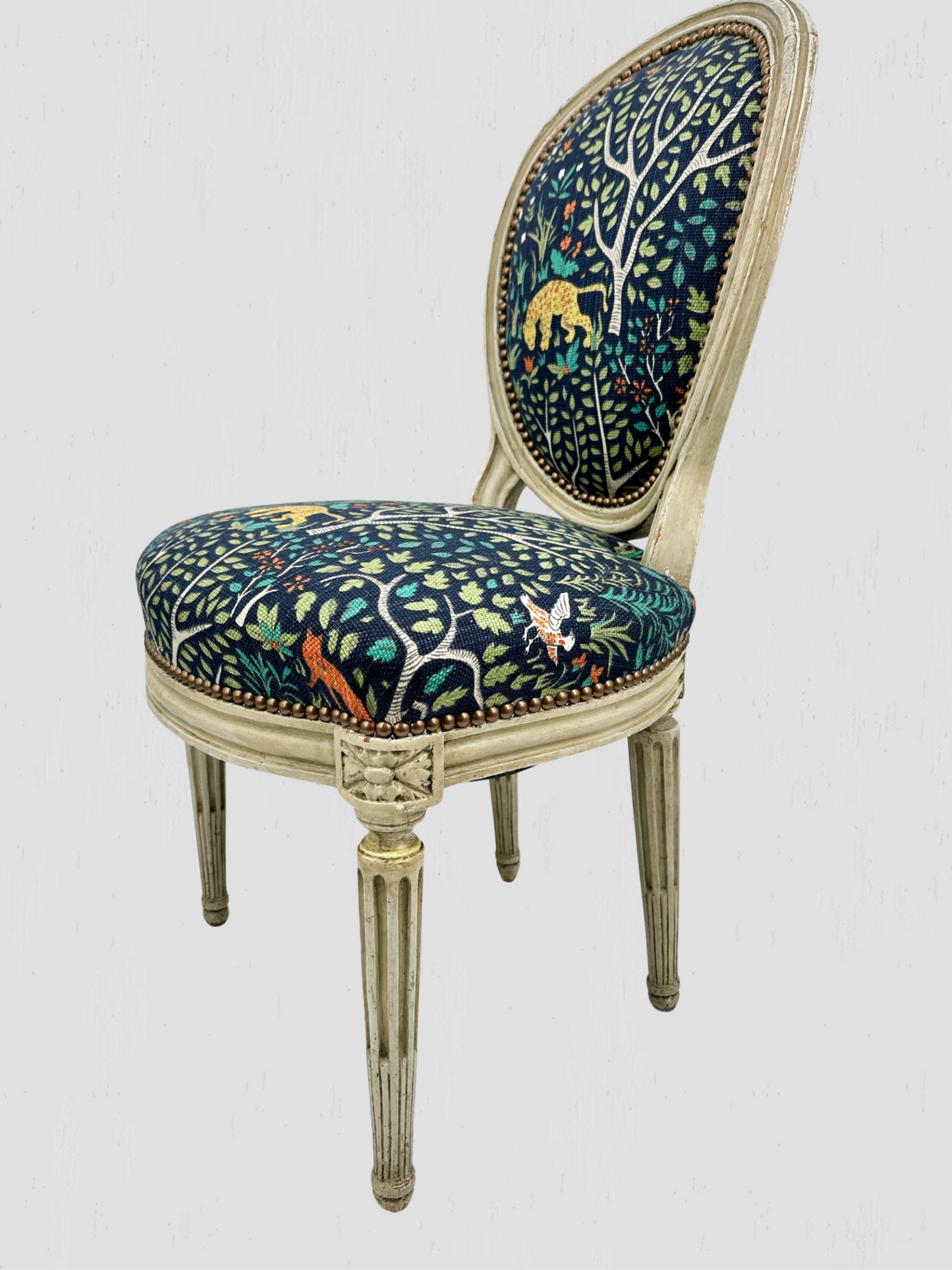 Animalia Kindel Side Chairs Newly Upholstered Vintage Pair