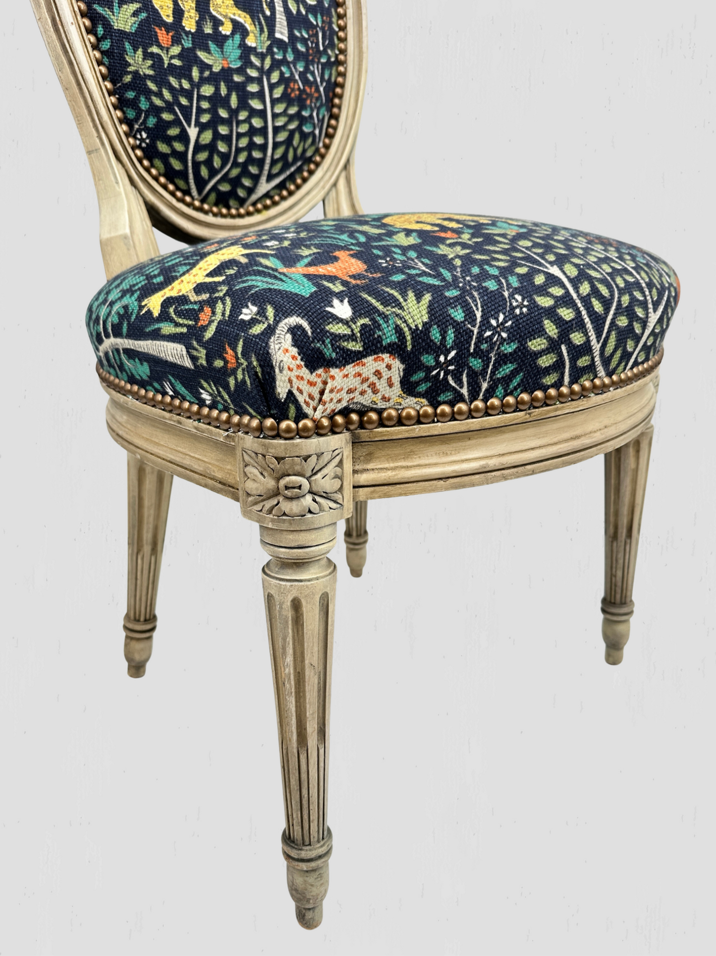 Animalia Kindel Side Chairs Newly Upholstered Vintage Pair