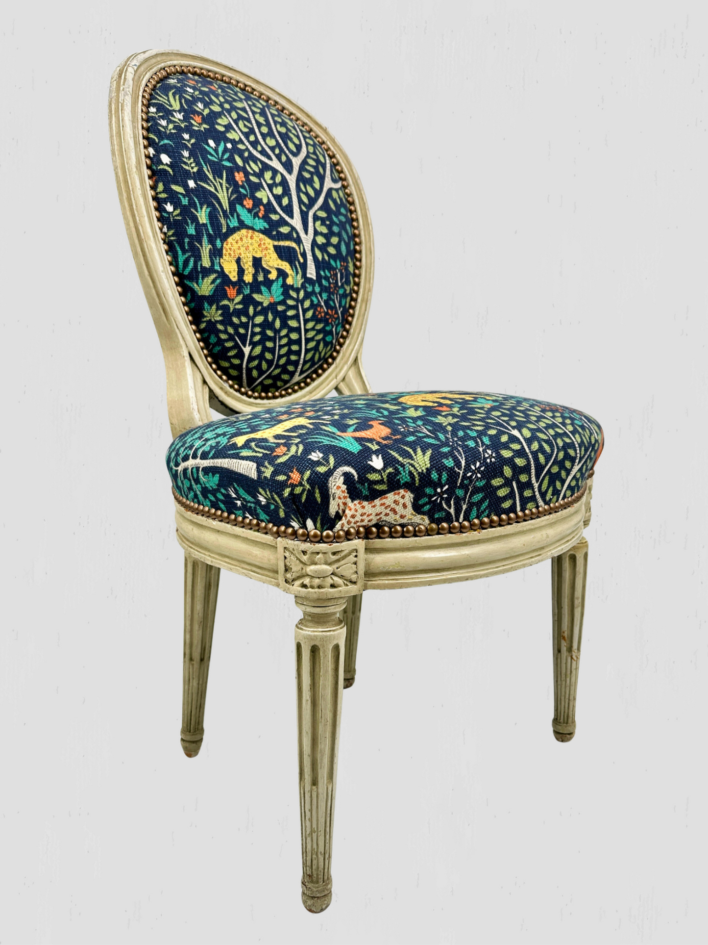 Animalia Kindel Side Chairs Newly Upholstered Vintage Pair