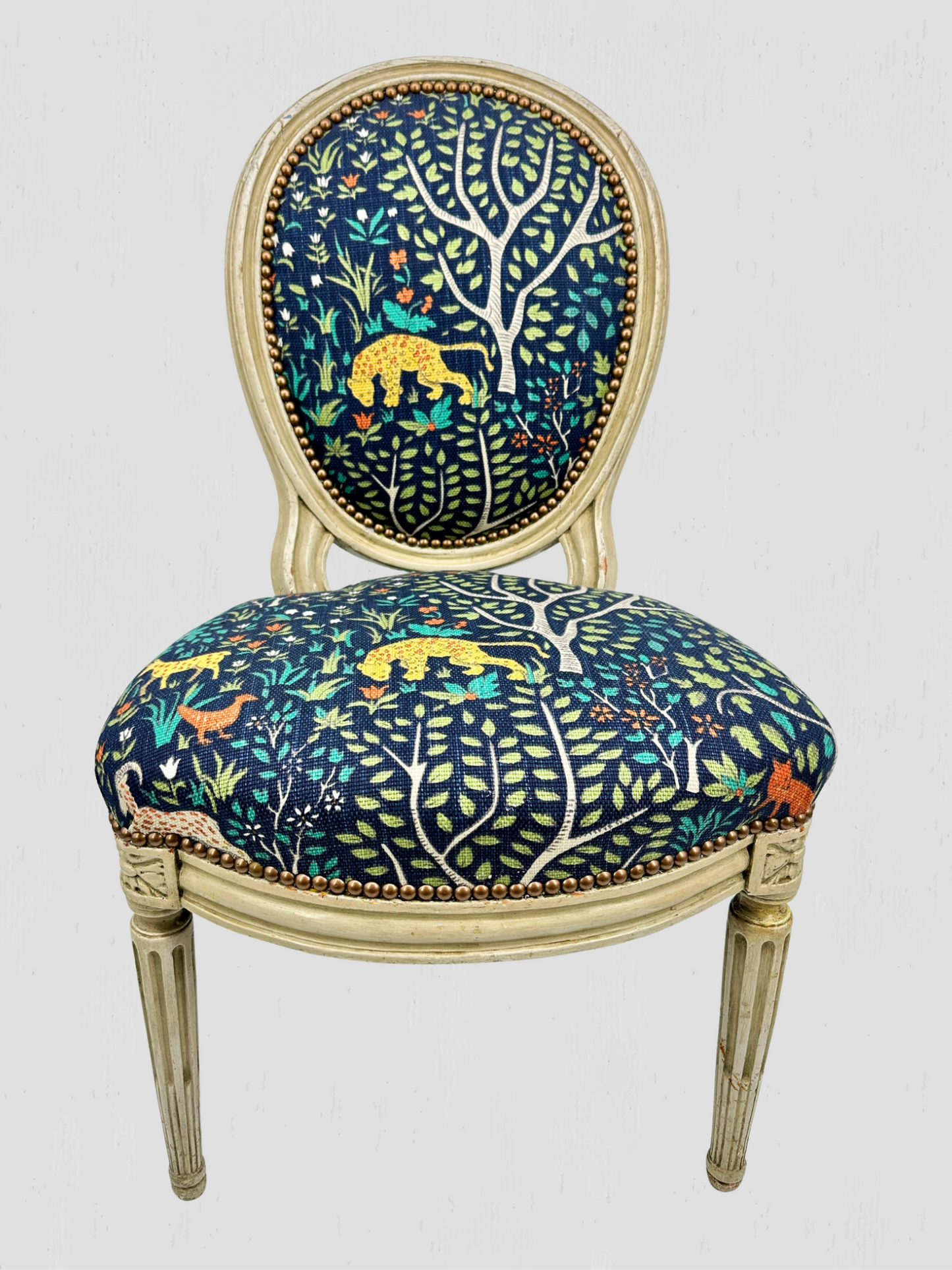 Animalia Kindel Side Chairs Newly Upholstered Vintage Pair
