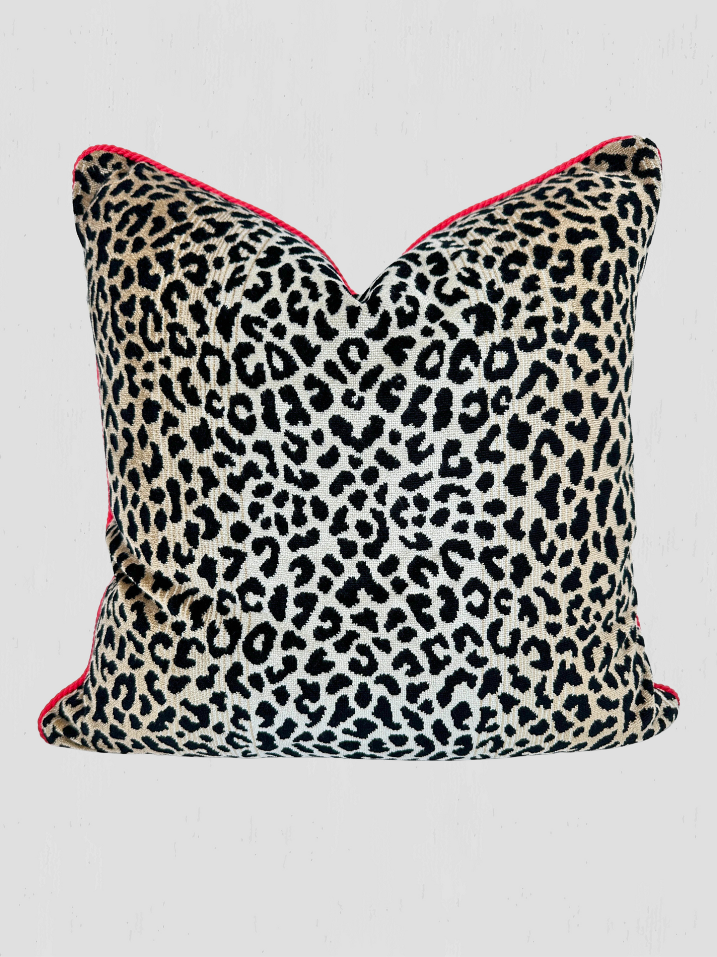 Leopard Velvet Red Cord Pillows Pair