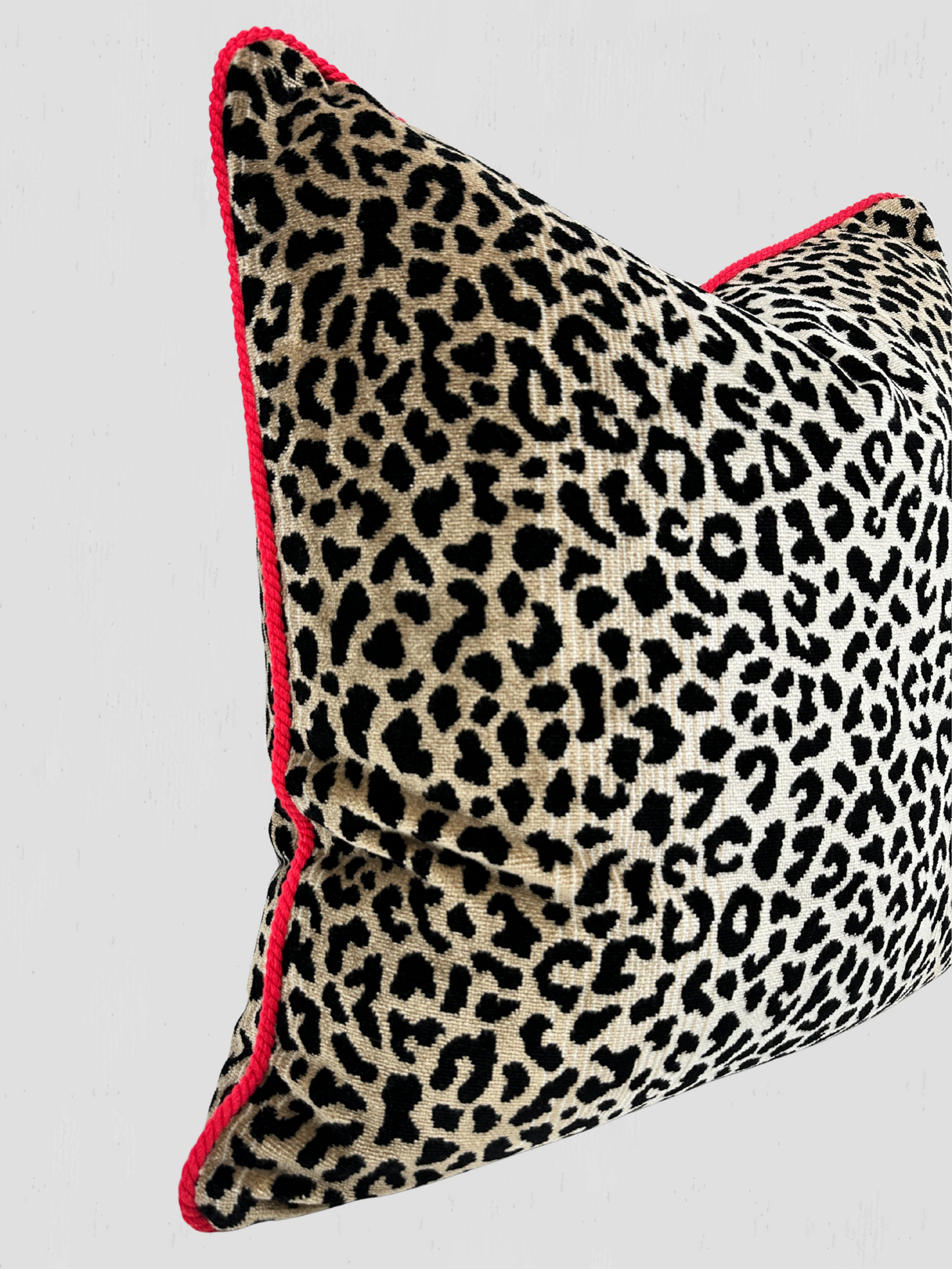 Leopard Velvet Red Cord Pillows Pair