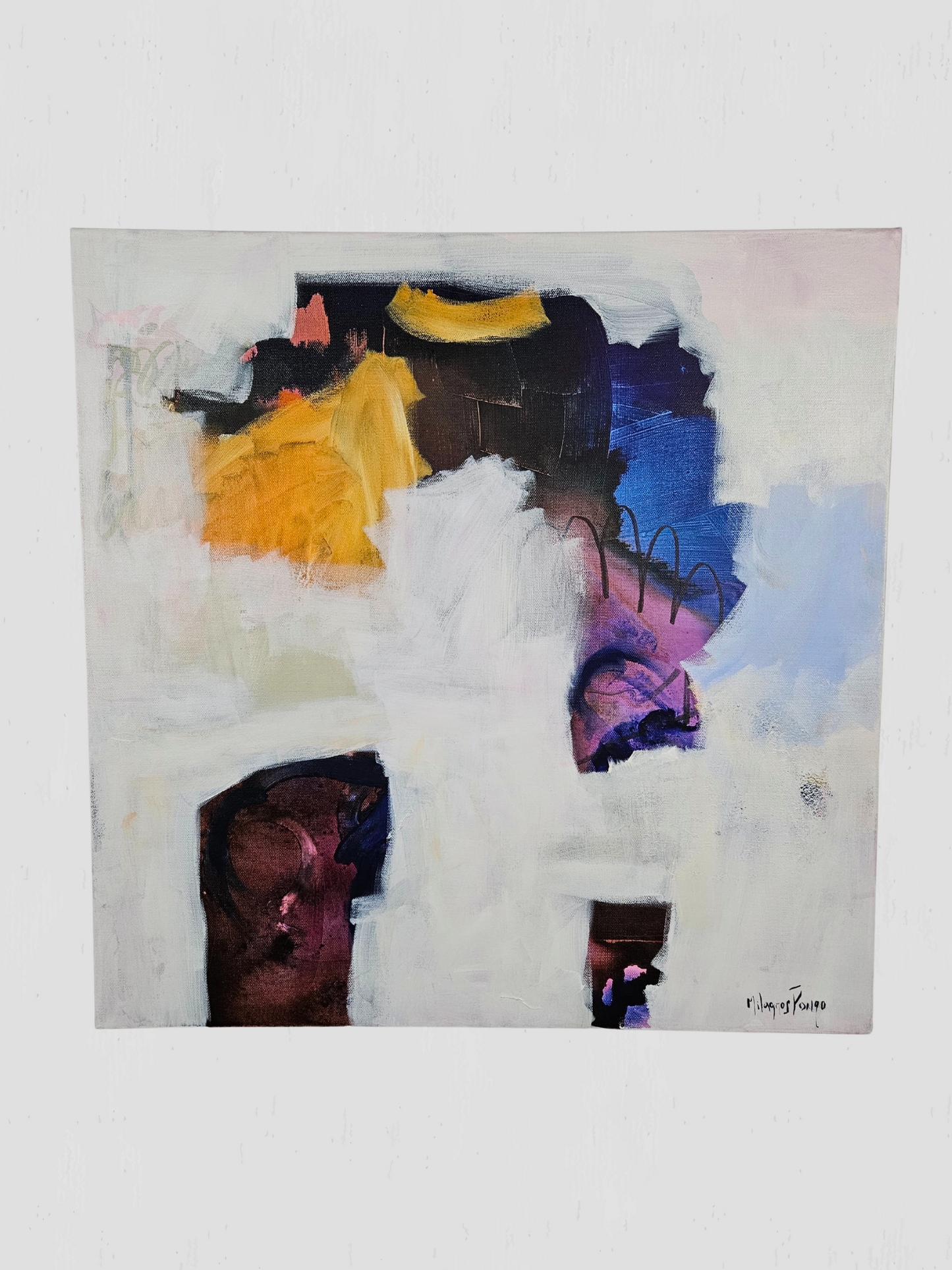 Meta & Meta II Original Mixed Media Painting Pair on Canvas by Milagros Pongo