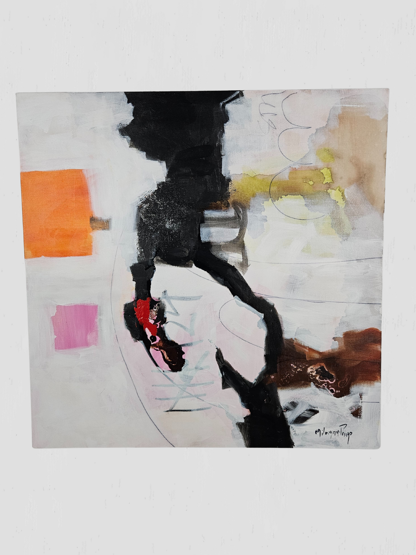 Meta & Meta II Original Mixed Media Painting Pair on Canvas by Milagros Pongo