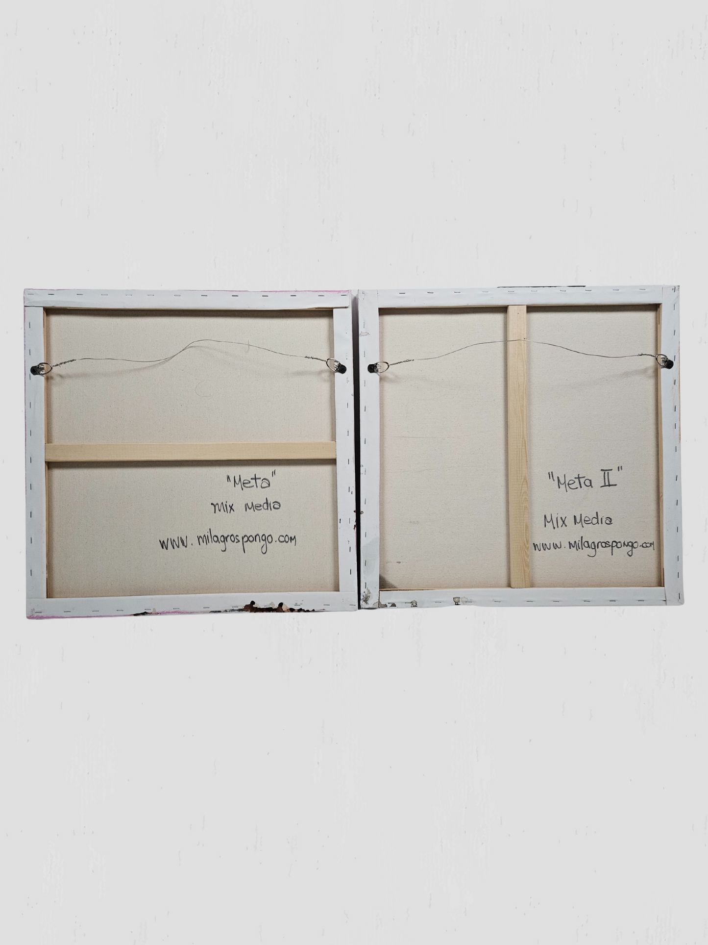 Meta & Meta II Original Mixed Media Painting Pair on Canvas by Milagros Pongo