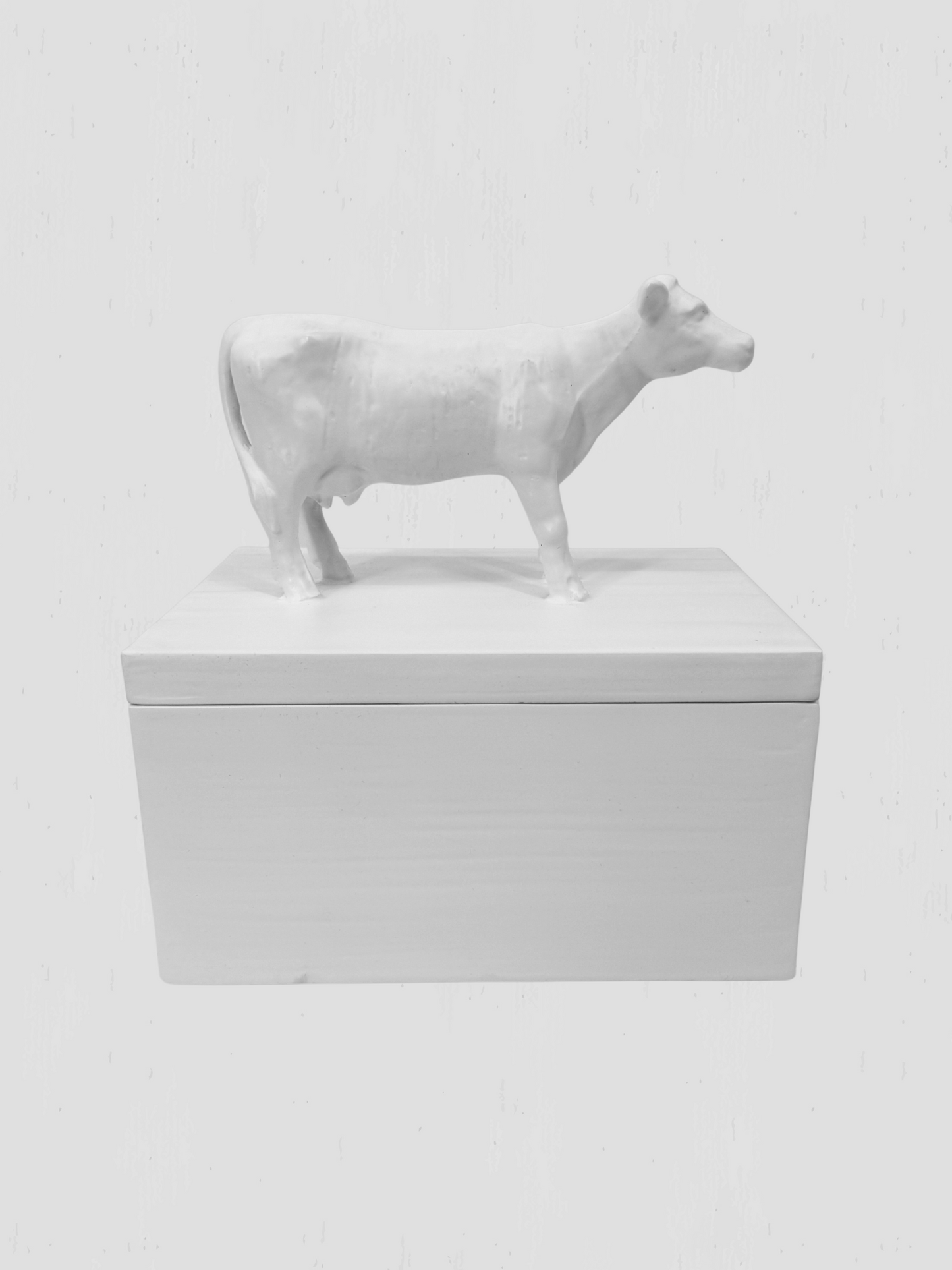 Oly Studio Frost White Cast Resin Cow Lidded Fable Box Animalia