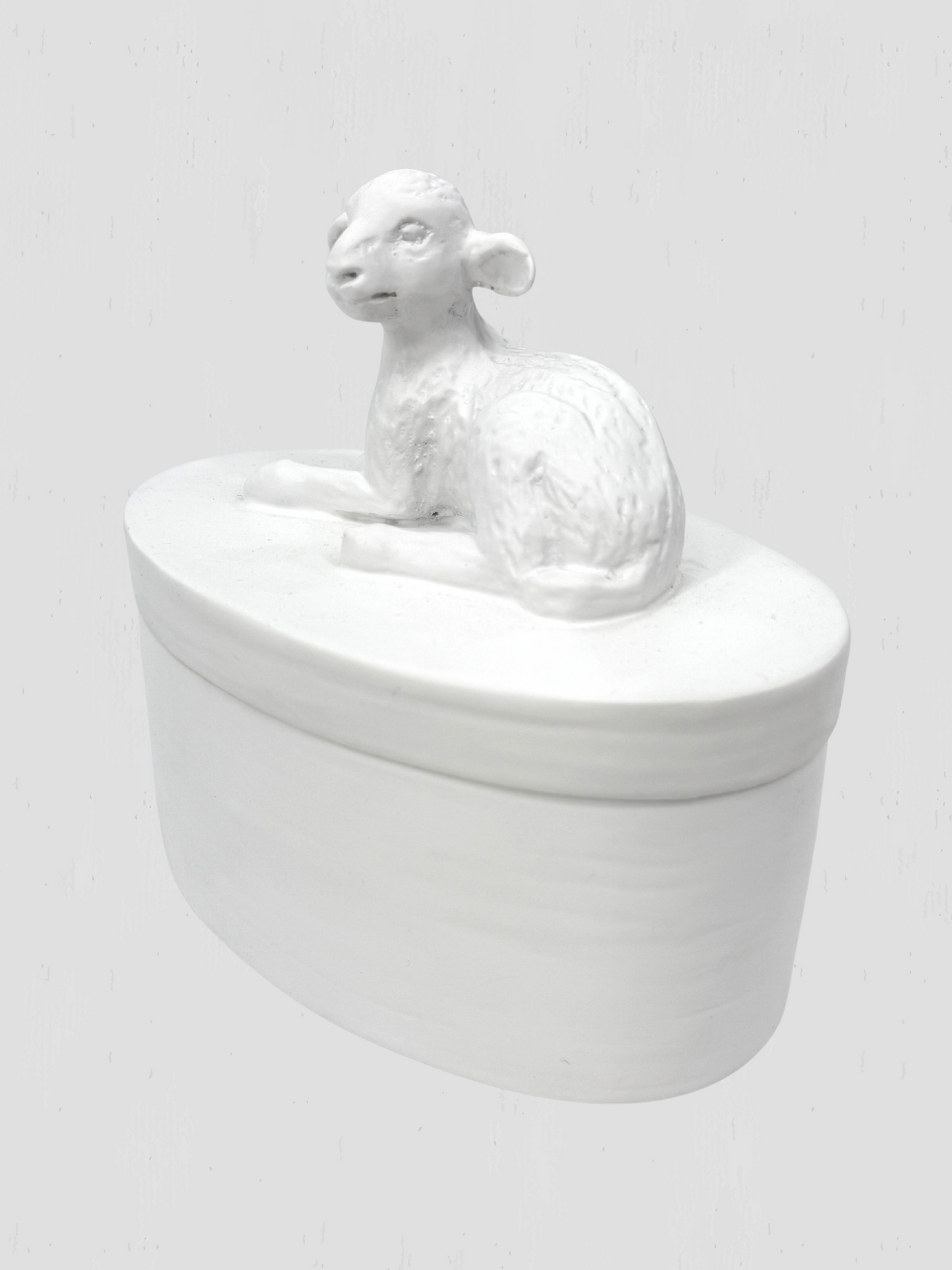 Oly Studio White Cast Resin Lamb Lidded Fable Box Animalia
