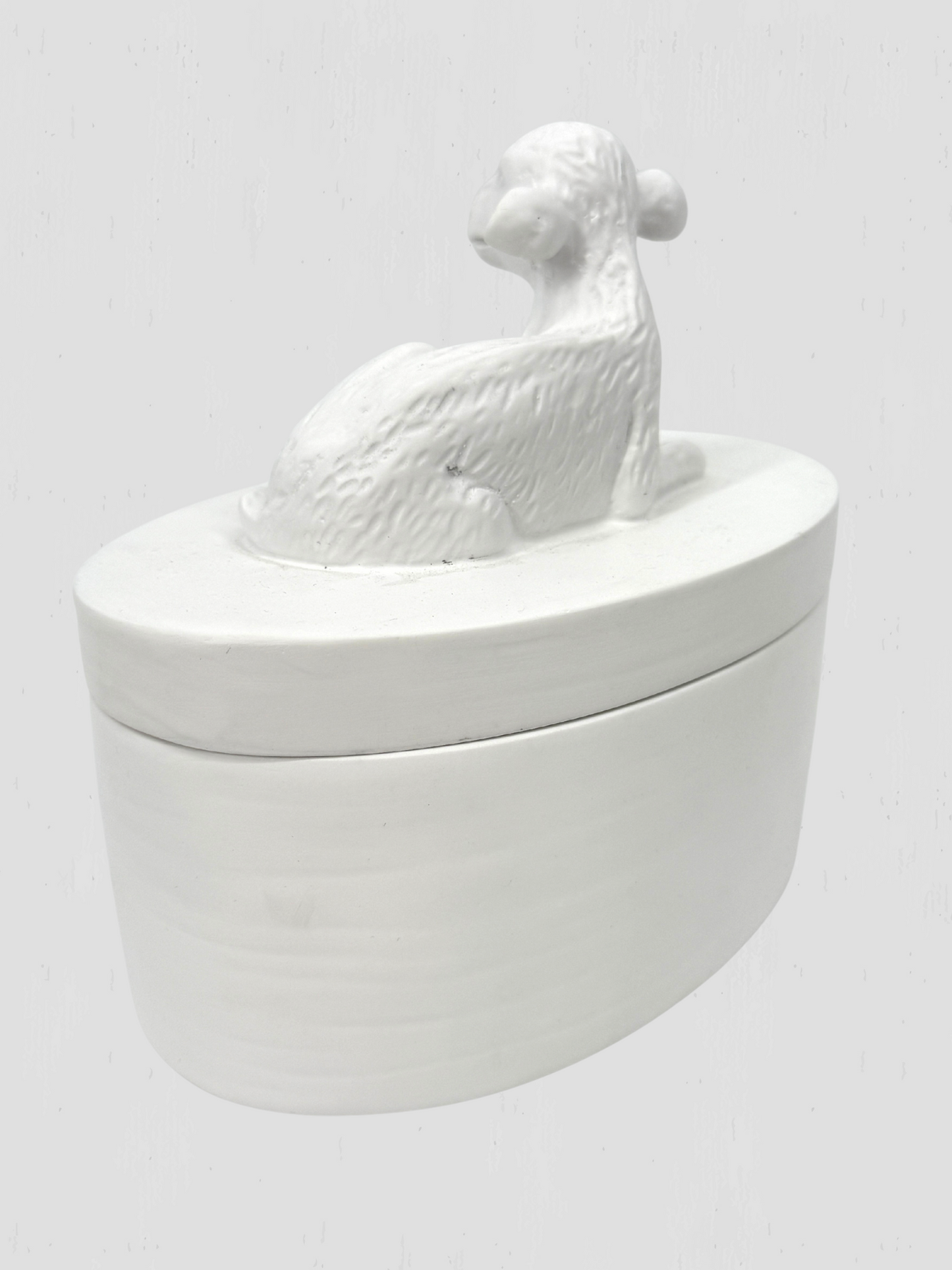Oly Studio White Cast Resin Lamb Lidded Fable Box Animalia