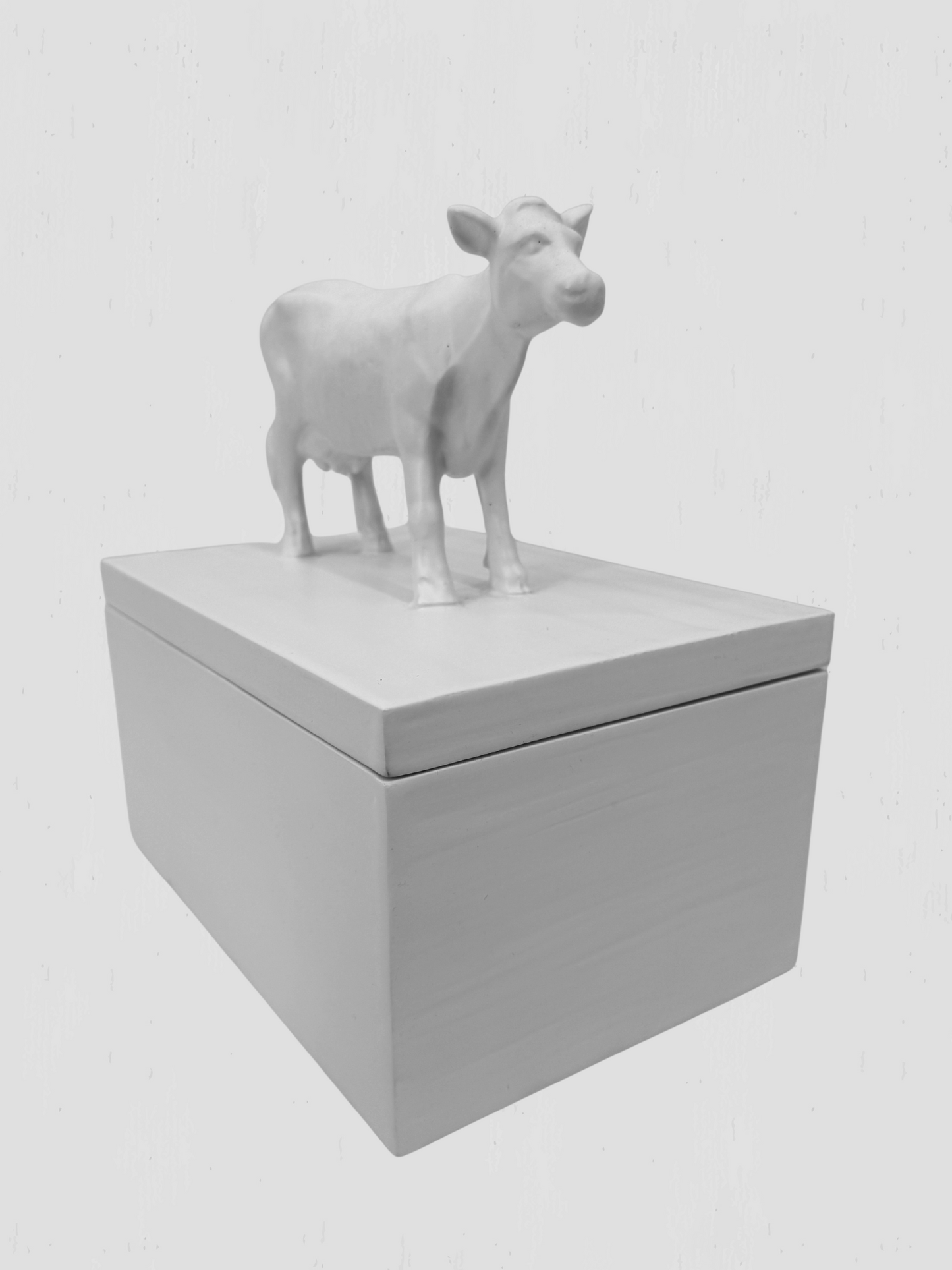 Oly Studio Frost White Cast Resin Cow Lidded Fable Box Animalia