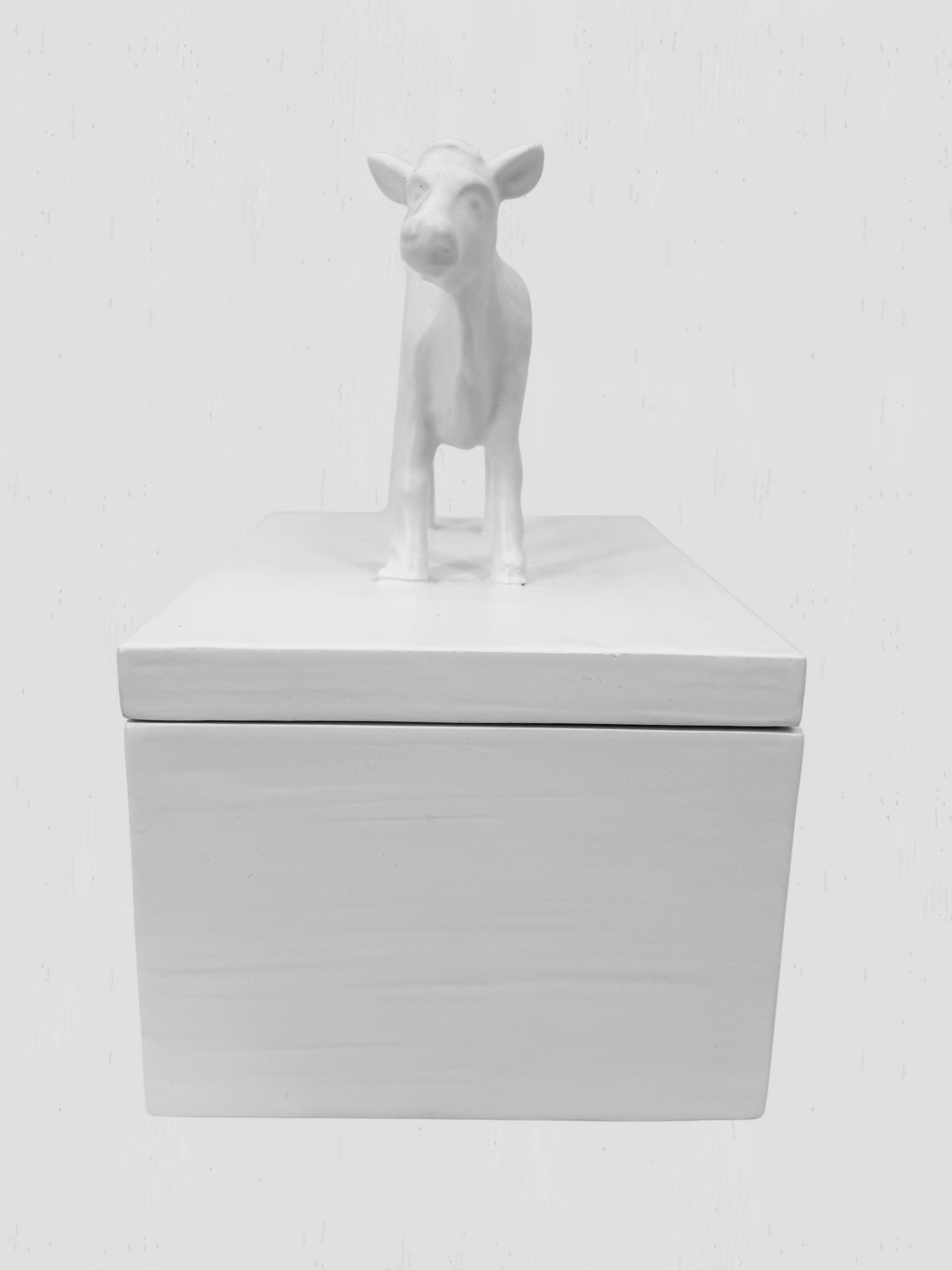 Oly Studio Frost White Cast Resin Cow Lidded Fable Box Animalia
