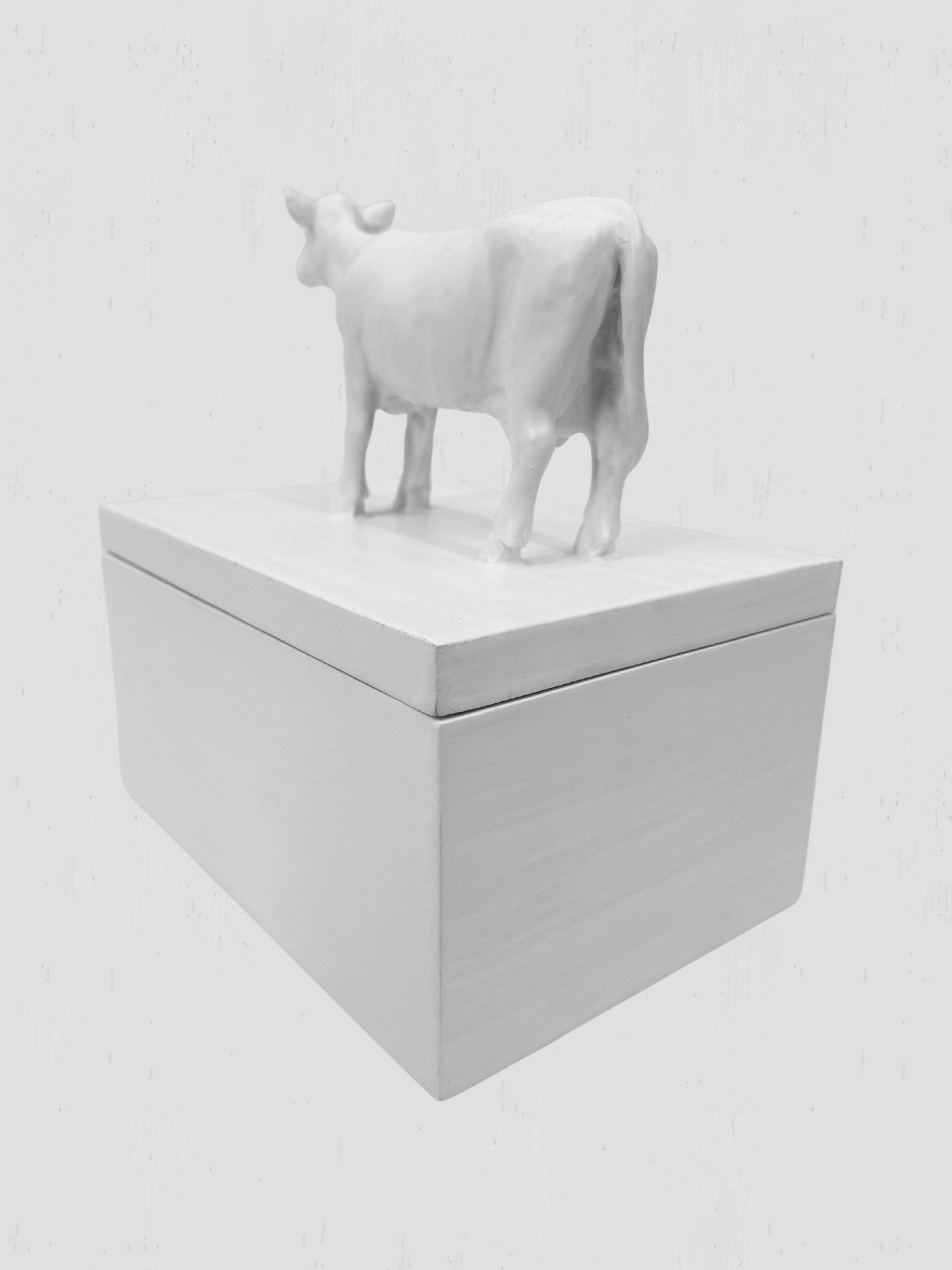 Oly Studio Frost White Cast Resin Cow Lidded Fable Box Animalia
