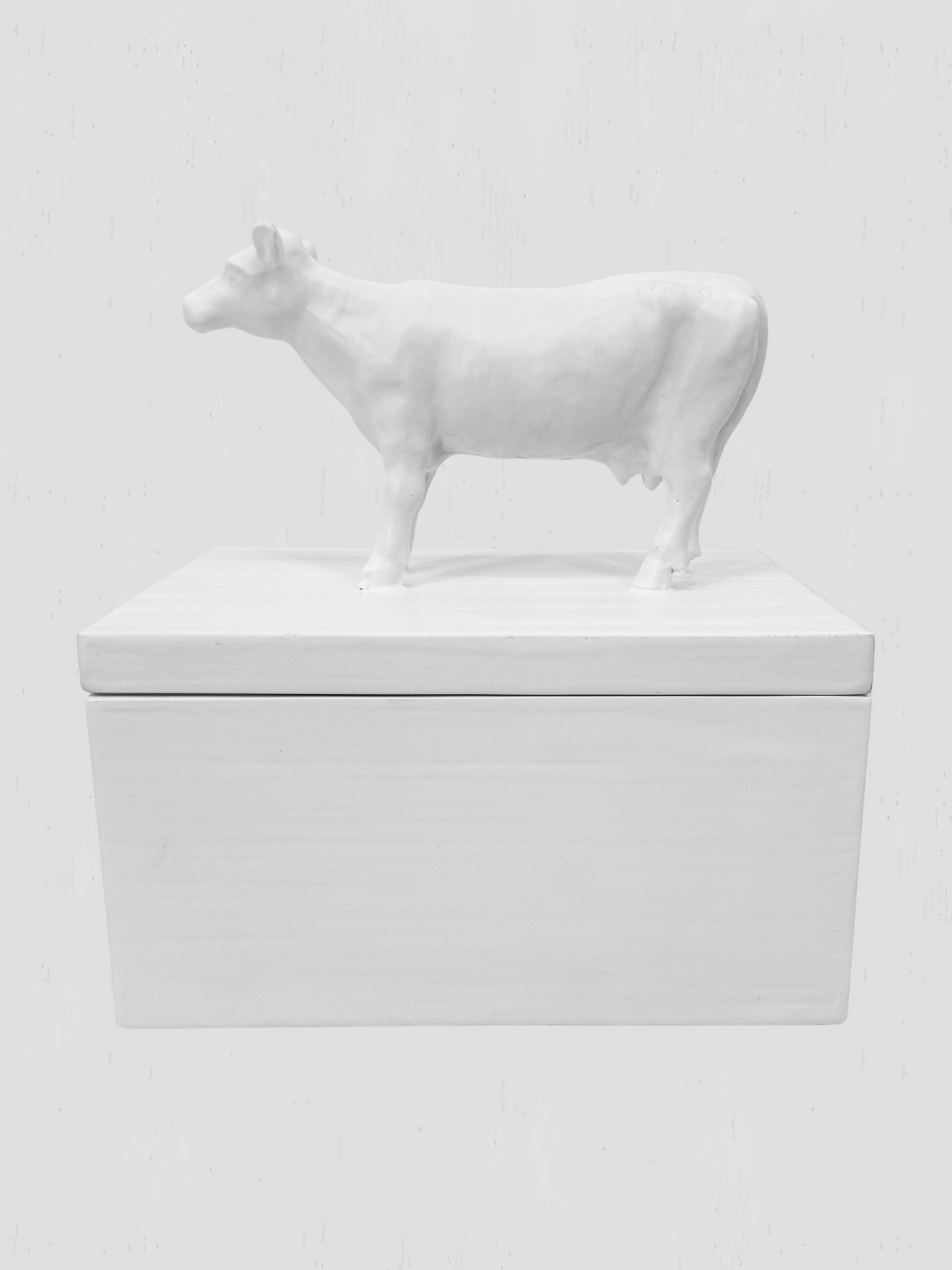 Oly Studio Frost White Cast Resin Cow Lidded Fable Box Animalia