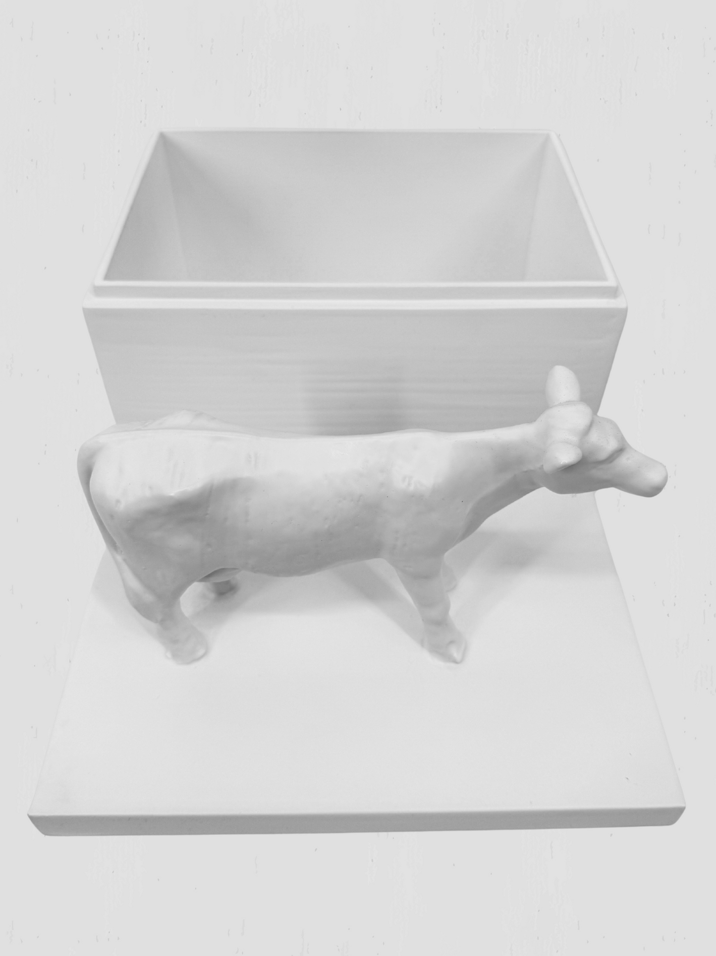 Oly Studio Frost White Cast Resin Cow Lidded Fable Box Animalia