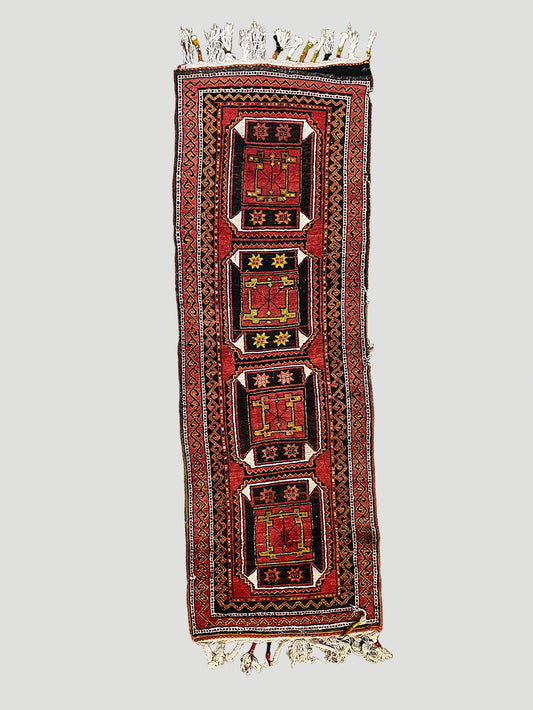 Hamadan - Iranian Rug - Red and Indigo