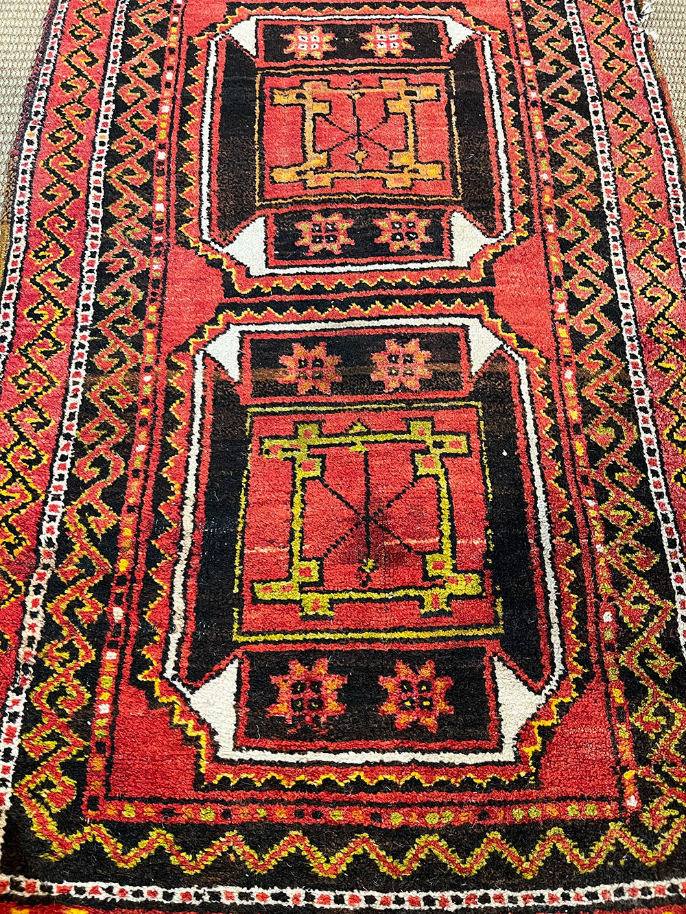 Hamadan - Iranian Rug - Red and Indigo