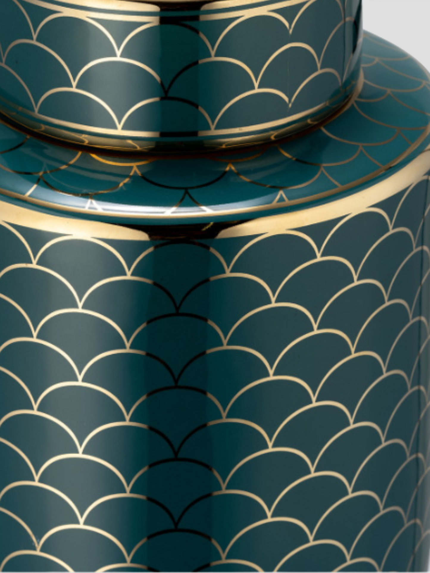 Ceramic Lidded Jar Gold Accents