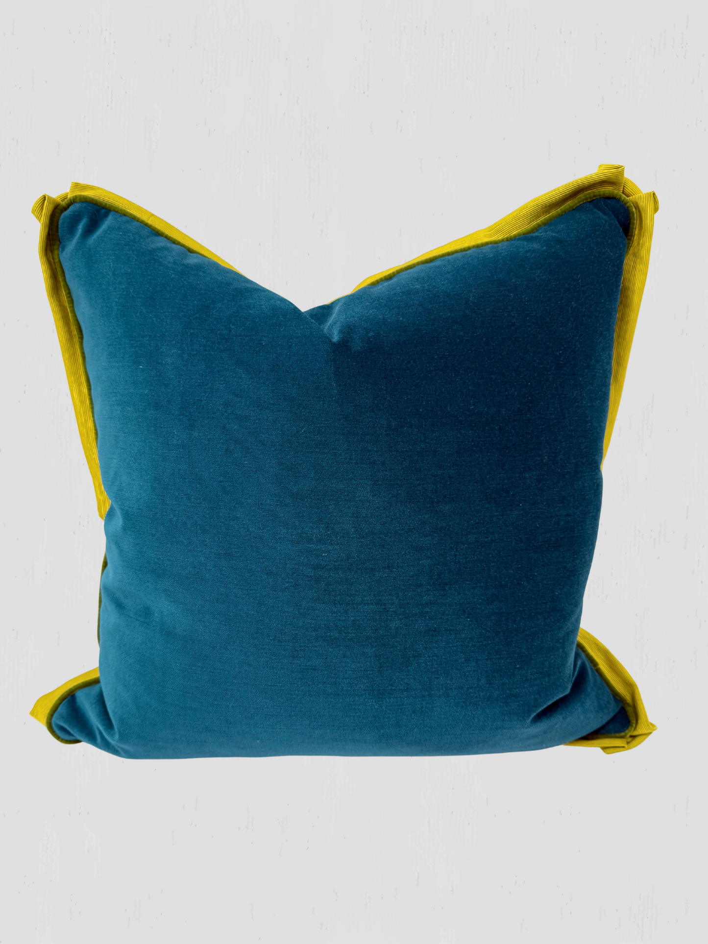 Teal Velvet with Chartreuse Flange Pillow Pair
