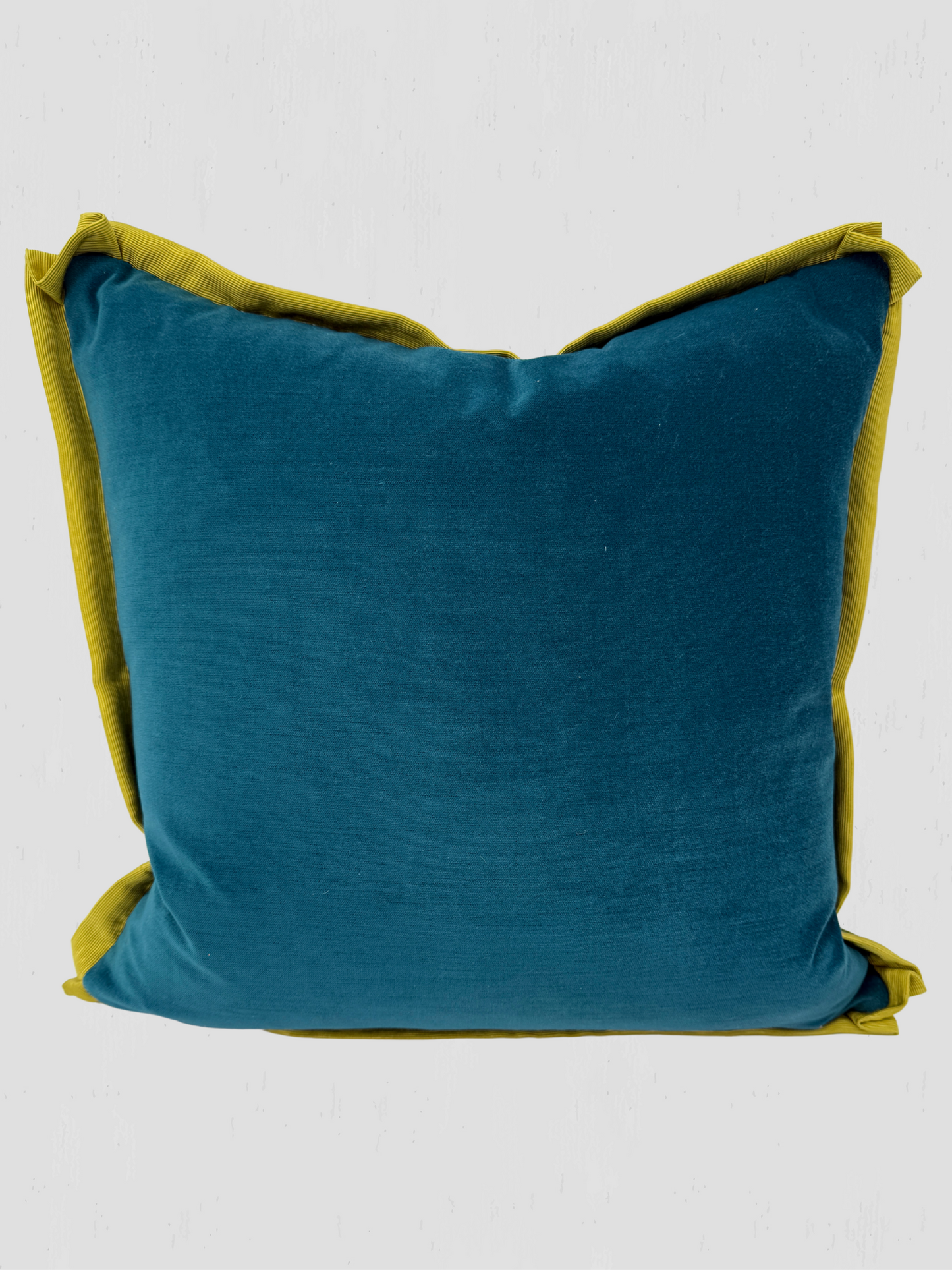 Teal Velvet with Chartreuse Flange Pillow Pair