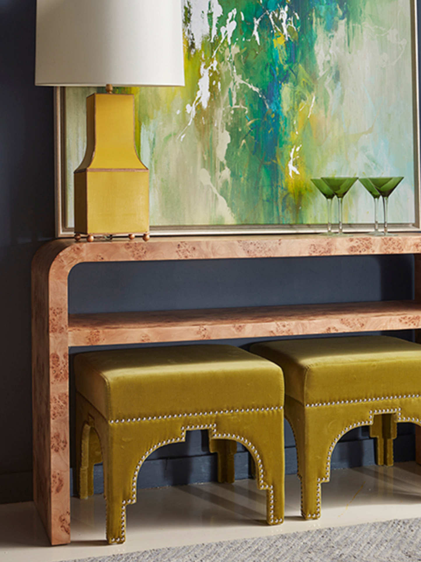Renata Yellow Metal Chinoiserie Table Lamp