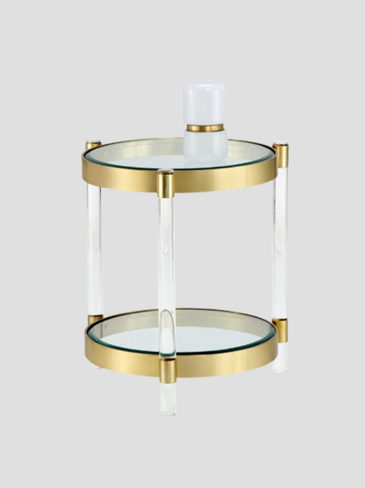 York Round End Table Brass