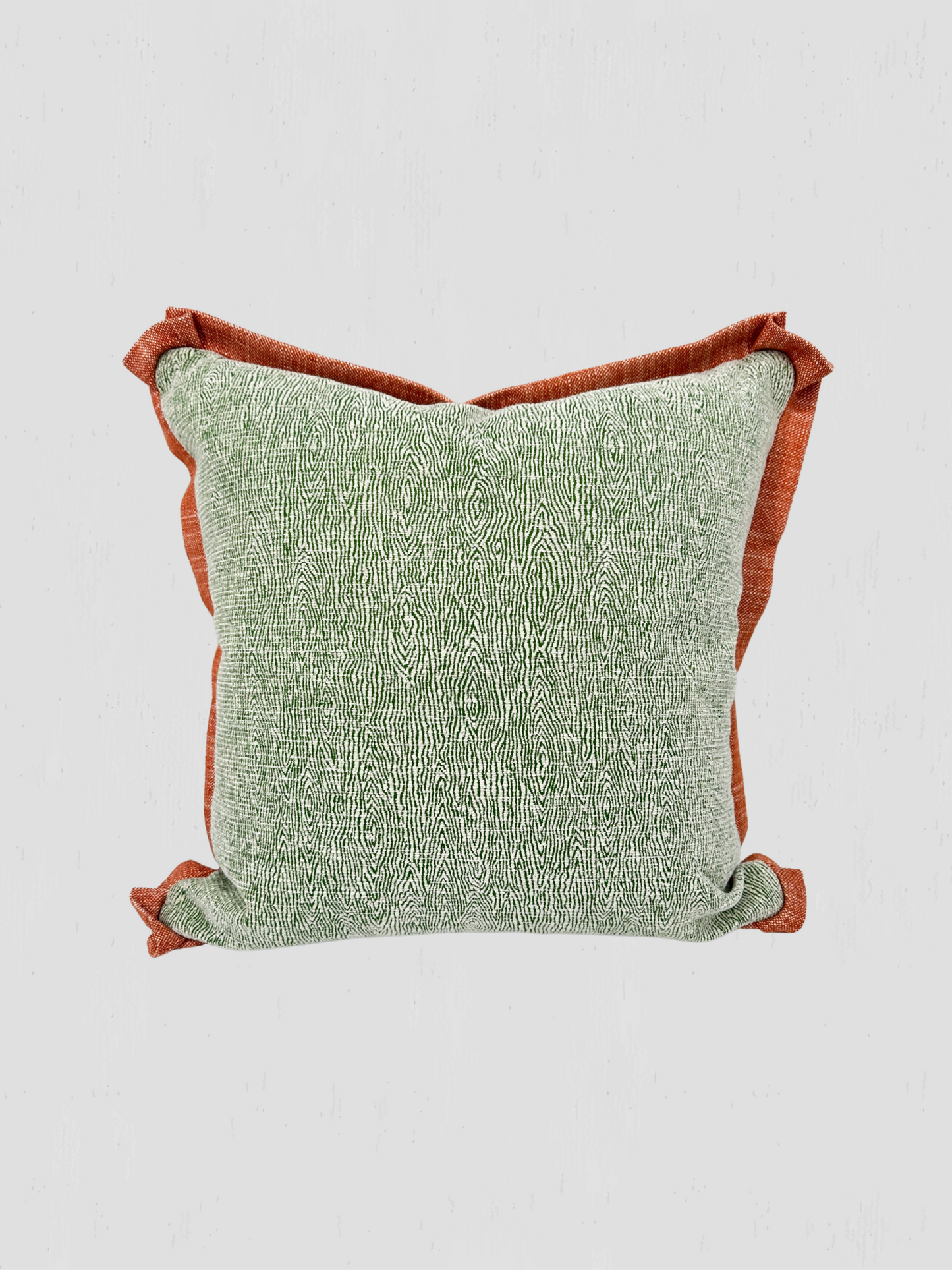 Faux Bois Green with Linen Mitered Flange Samuel & Sons Cord Pillow Pair